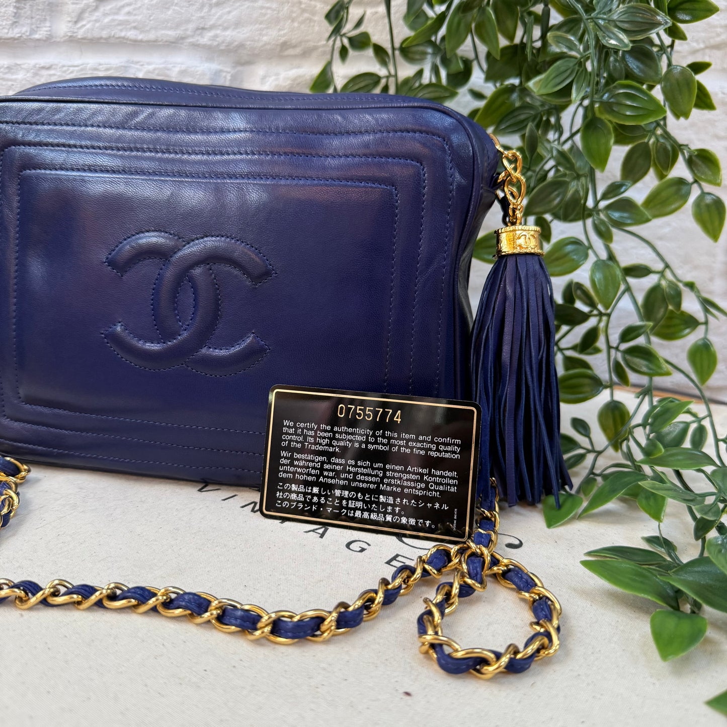 Chanel 1986 CC Quilted French Blue Camera bag