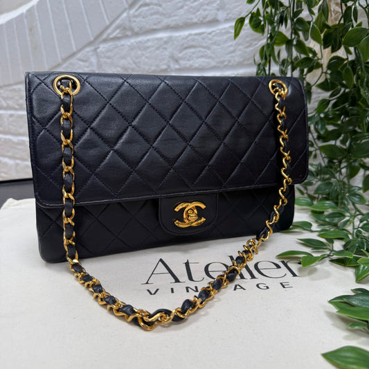 Chanel 1986 Navy Double Flap Medium
