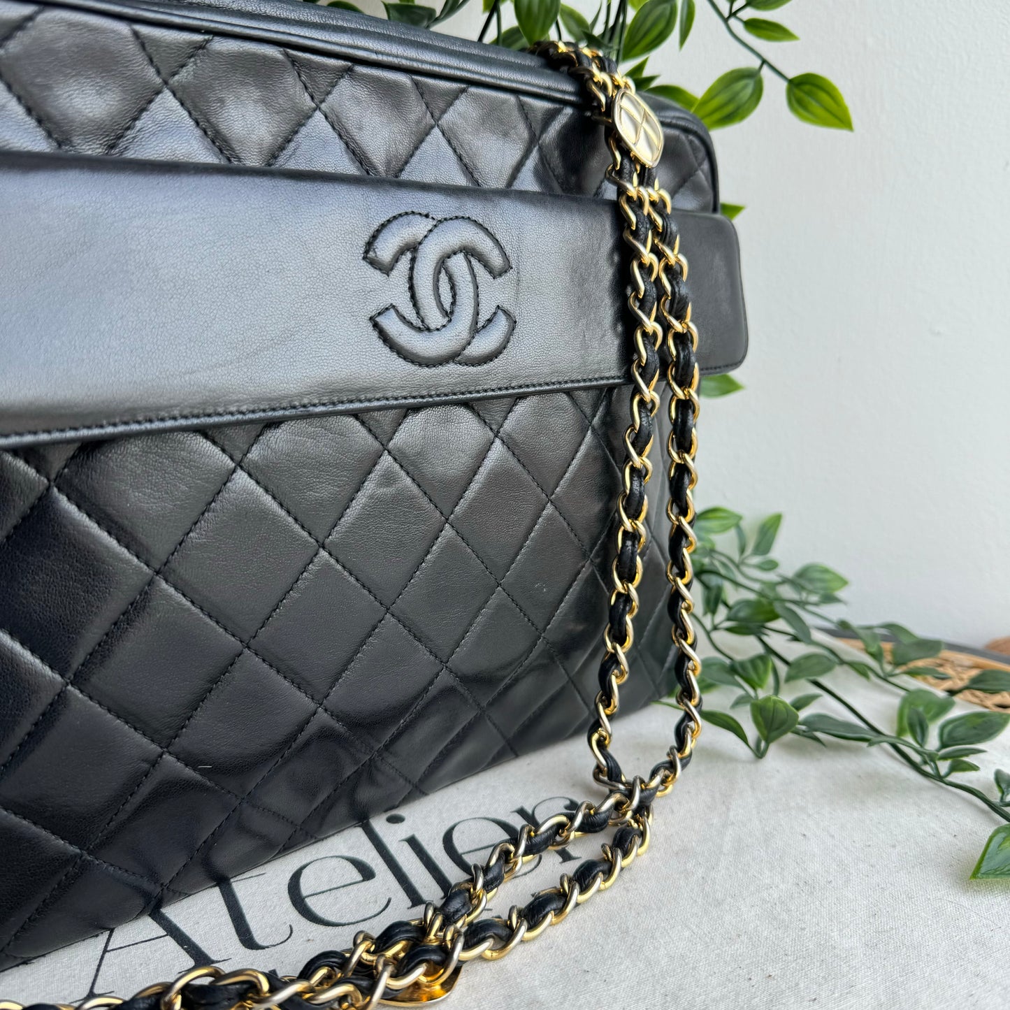 Chanel 1989 Double Chain Camera Bag Tote