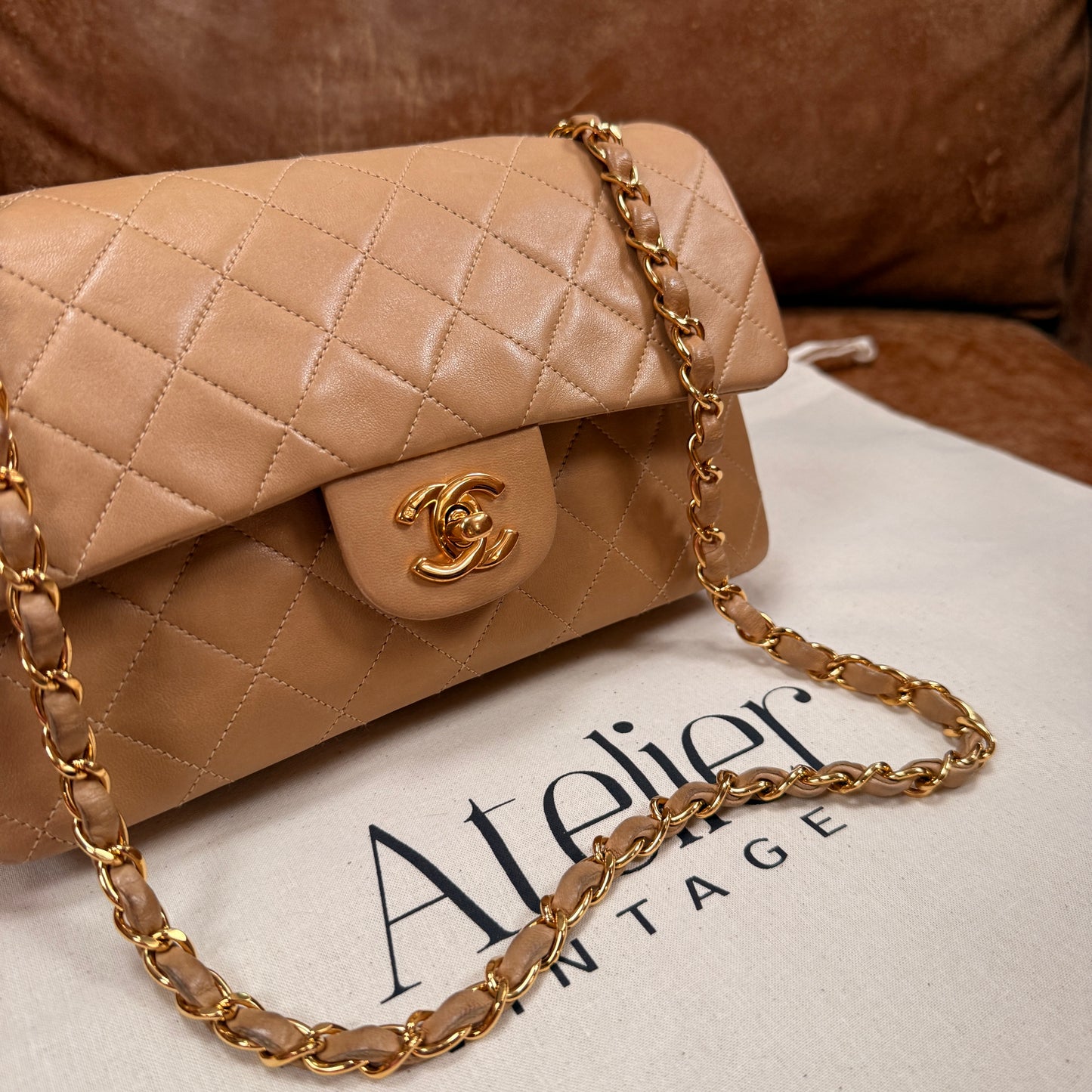 Chanel 1997 Rare Dark Beige Classic Double Flap Small