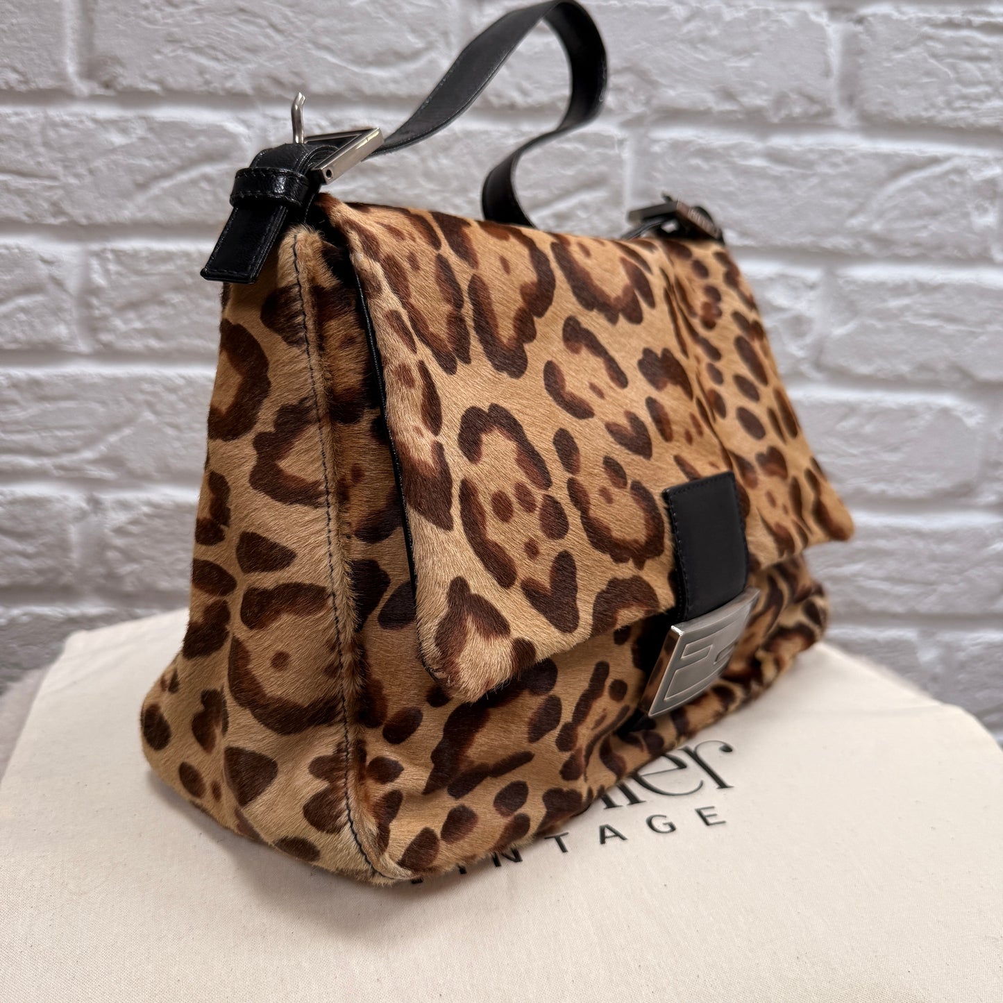 Fendi 1990s Original Fendi Mamma Baguette In Leopard Print Pony Hair