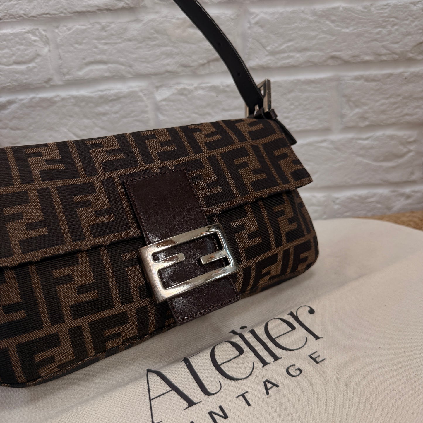 Fendi 1990s Original Baguette in Brown Zucca Print Canvas