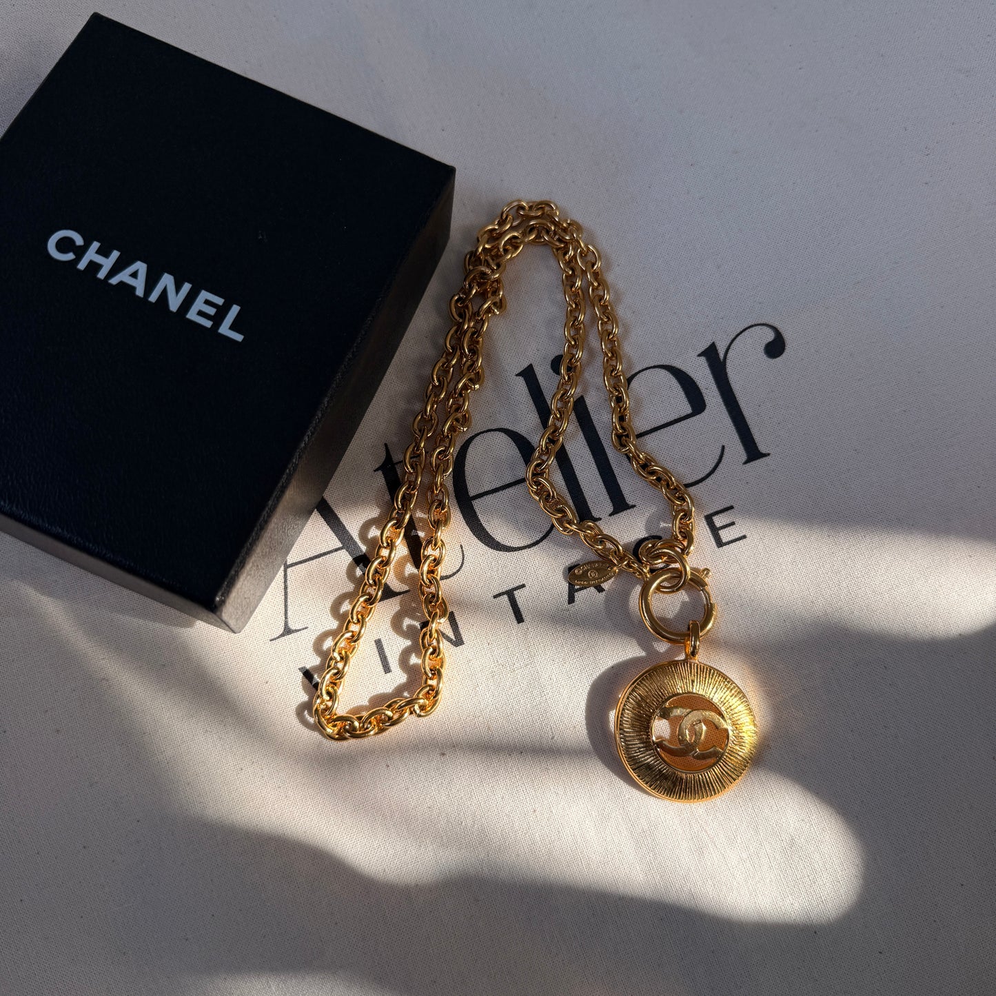 Chanel 1980s Vintage CC Pendant & Chain