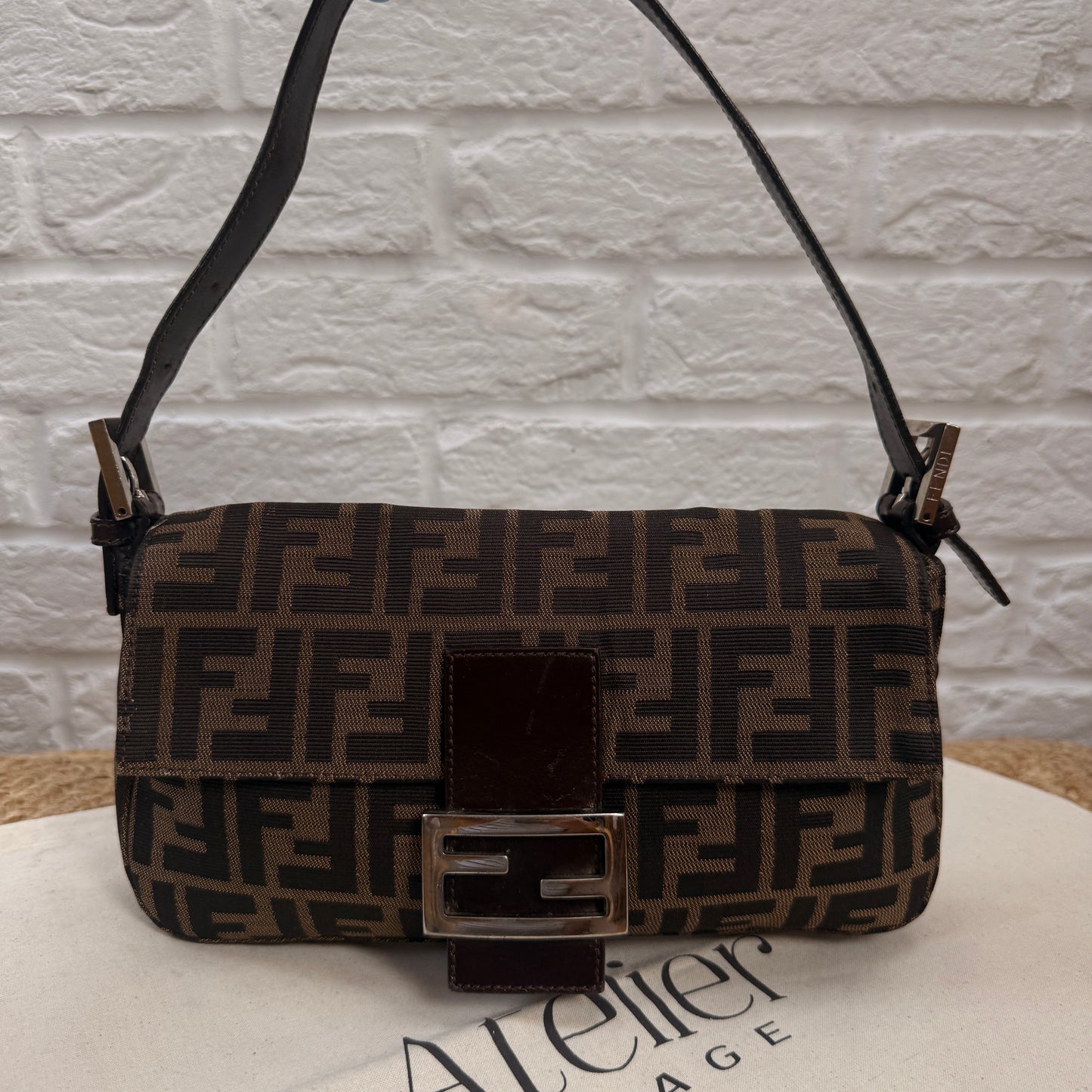 Fendi 1990s Original Baguette in Brown Zucca Print Canvas