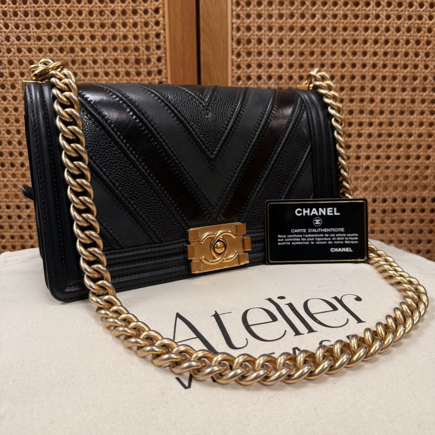 Chanel Rare 2016 Black Le Boy in Caviar mix