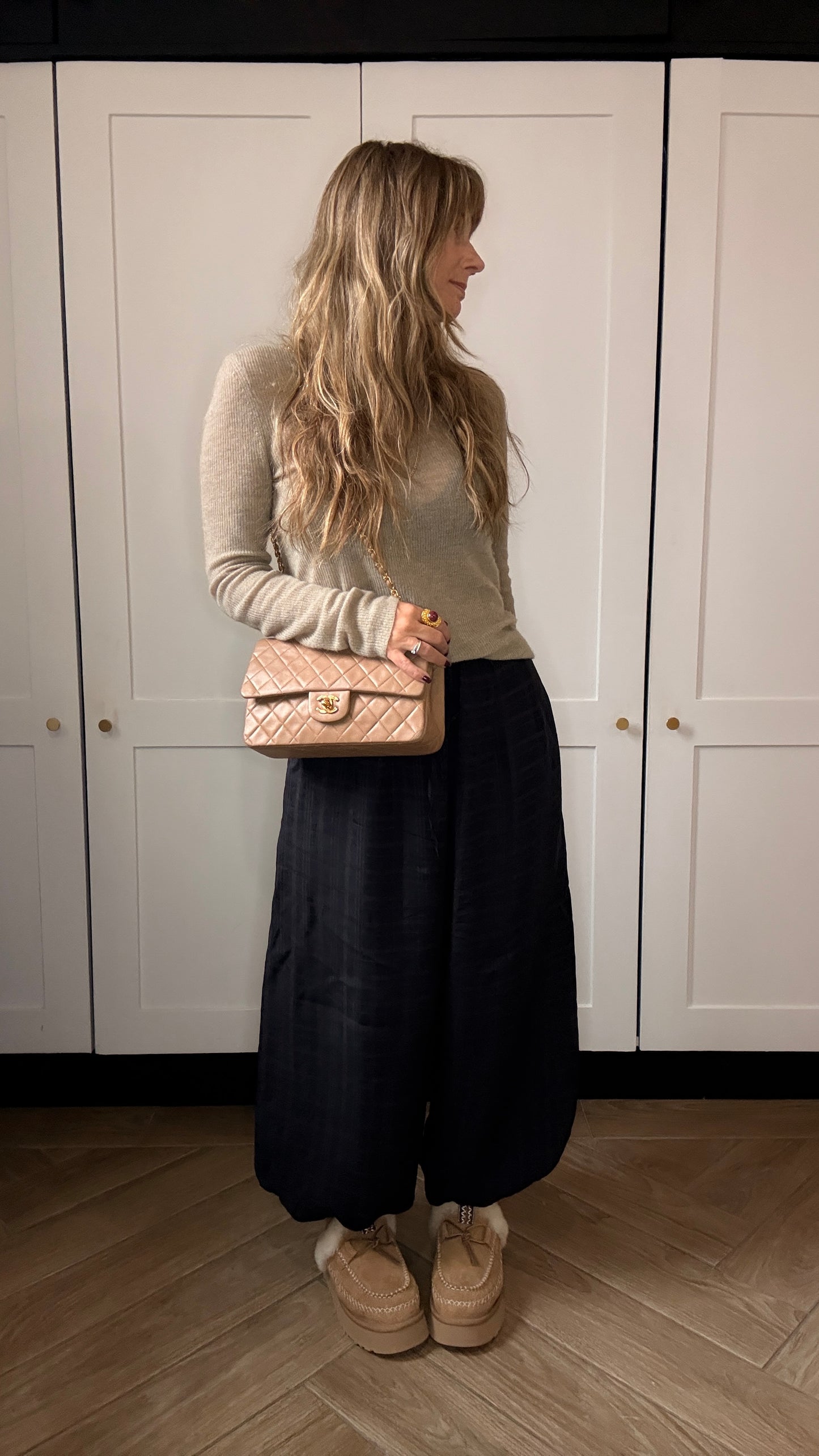 Chanel 1989 Rare Tan Lambskin Leather Classic Double Flap in Medium with 24k Gold Hardware