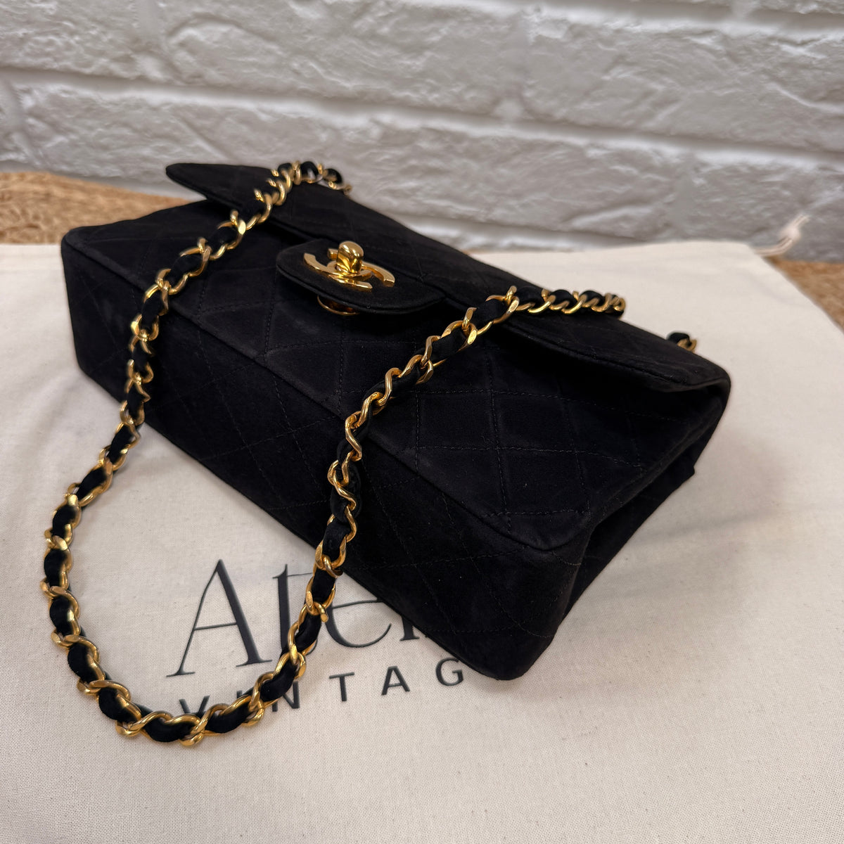 Chanel 1986 Rare Suede Black Classic Double Flap Small