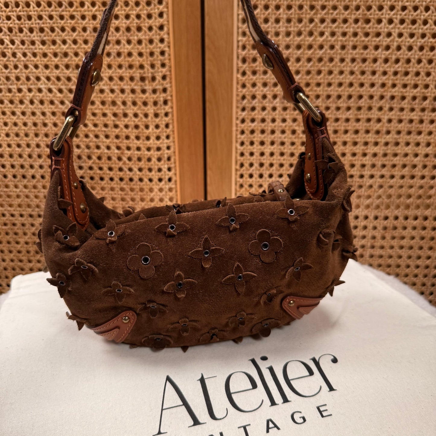 Louis Vuitton 2008 Rare Brown Suede Flower Mahina Onatah PM