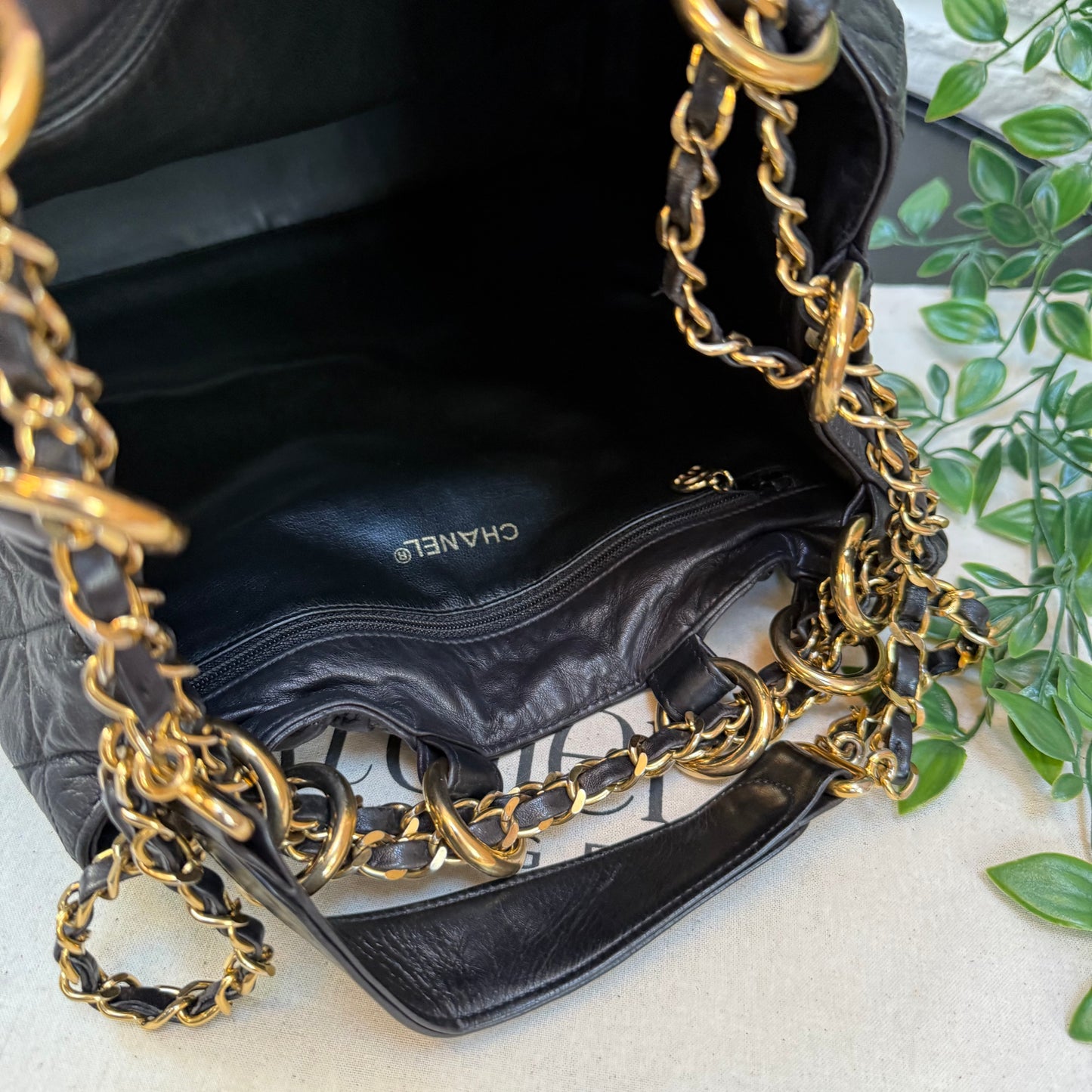 Chanel 1991 deep quilted limited edition CC ring Bucket Bag