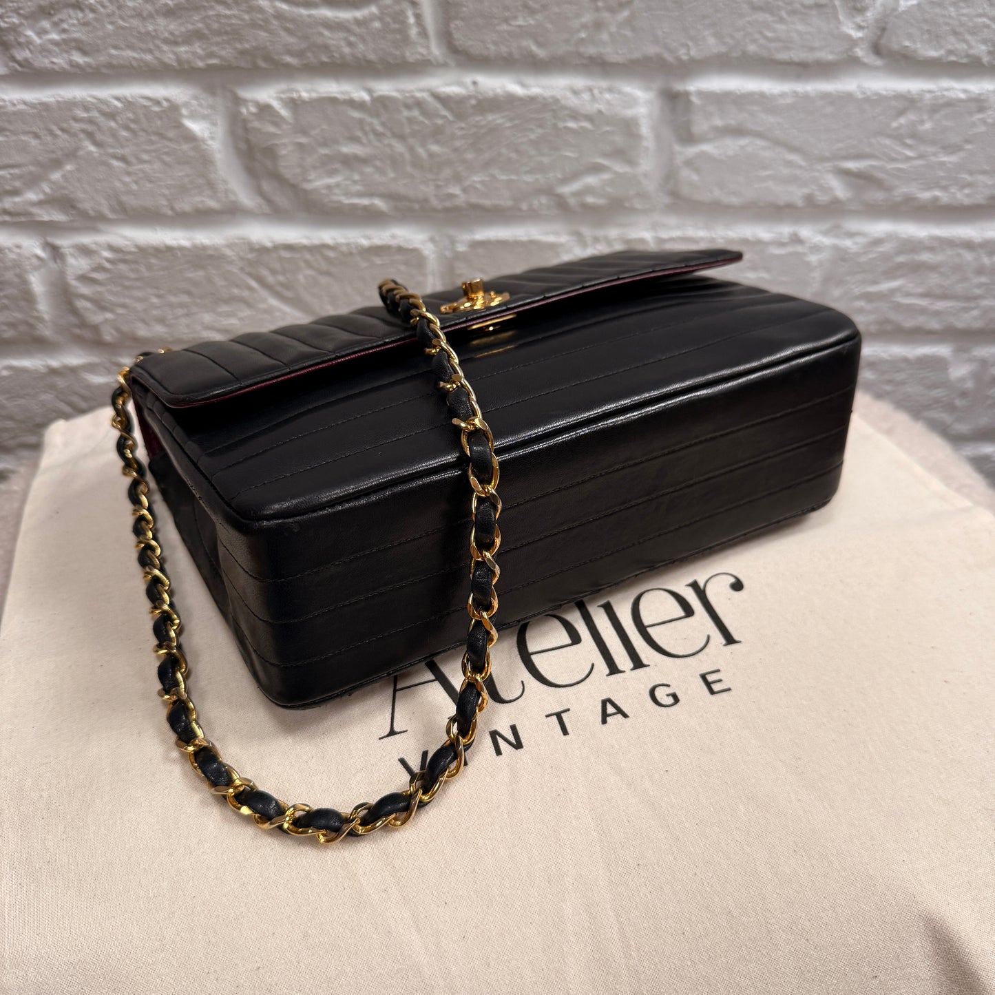 Chanel 1989 Rare Chanel Paris Limited Edition vertical quilted Single Flap in black