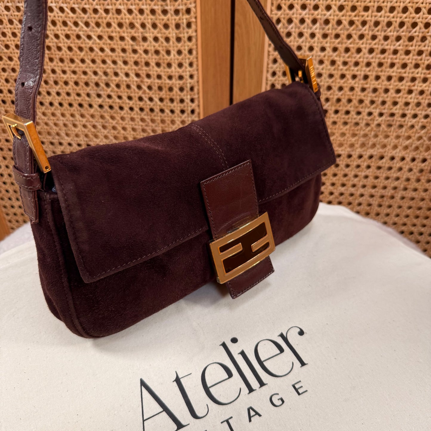 Fendi 1999 Fendi Baguette - Chocolate Suede & Enamel Closure