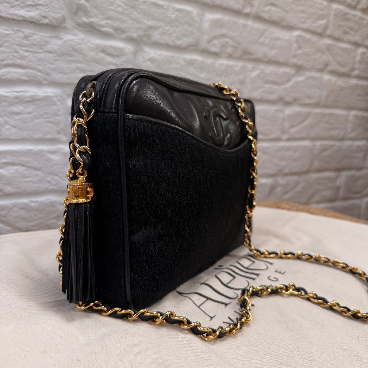 Chanel 1986 Rare Black Pony Hair & Leather Camera Bag