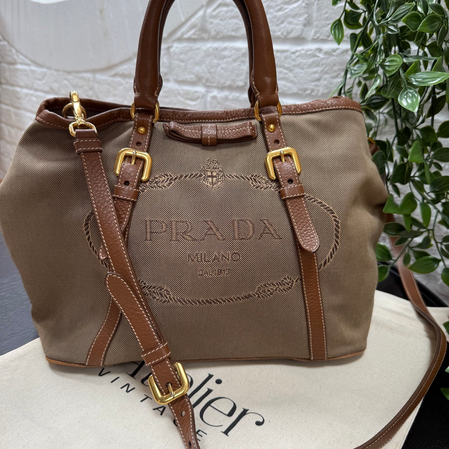 Prada 1990s Canapa Two Way Tote