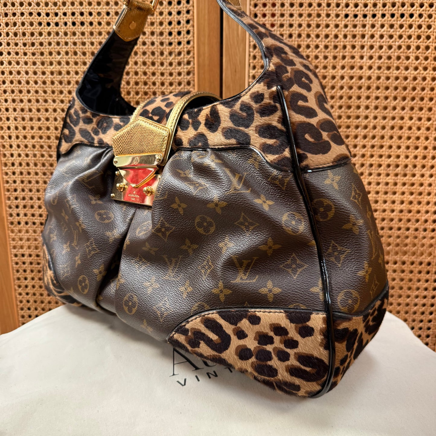 Louis Vuitton 2006 Super rare & immaculate Stephen Sprouse Polly on monogram & Leopard pony hair