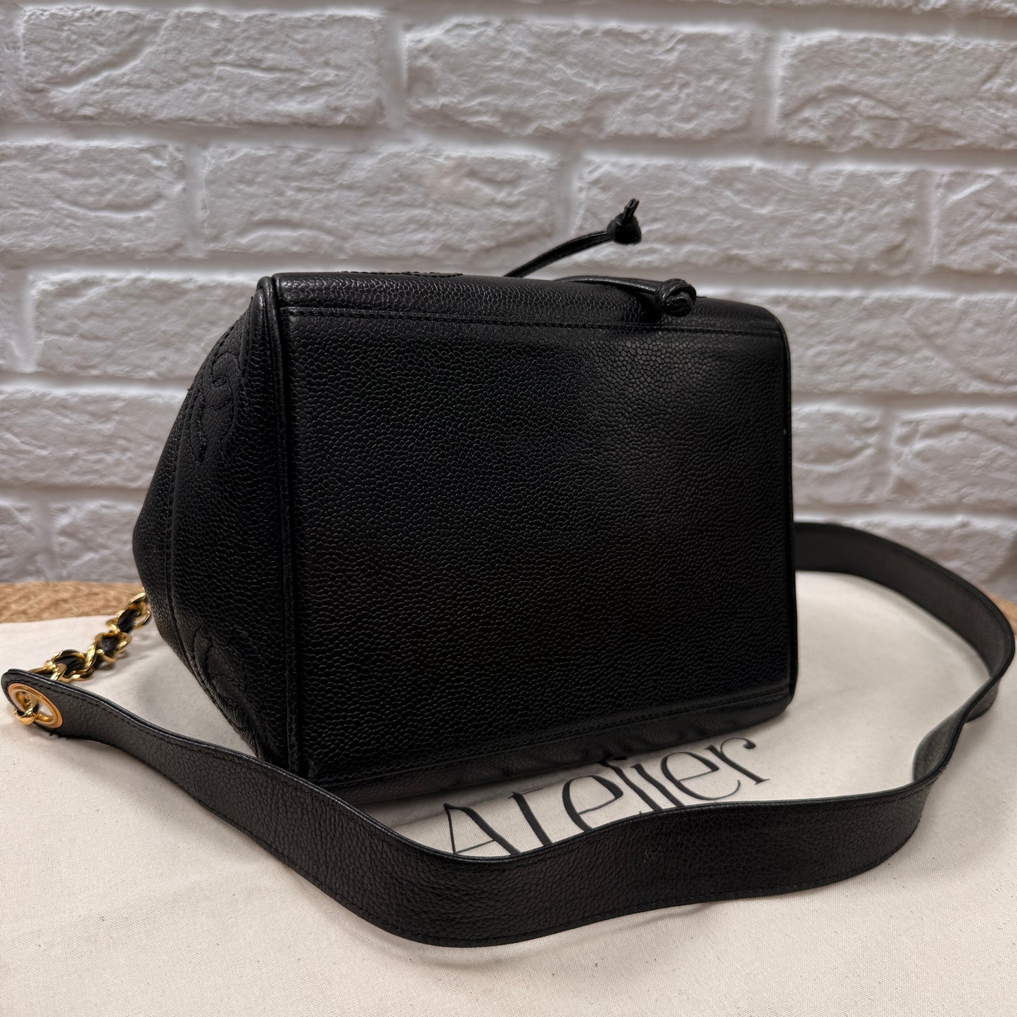 Chanel 1996 Triple CC Caviar bucket bag with pouch