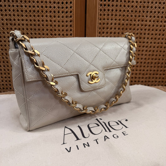 Chanel Ultra Rare 2000 pearlescent Caviar Single Flap