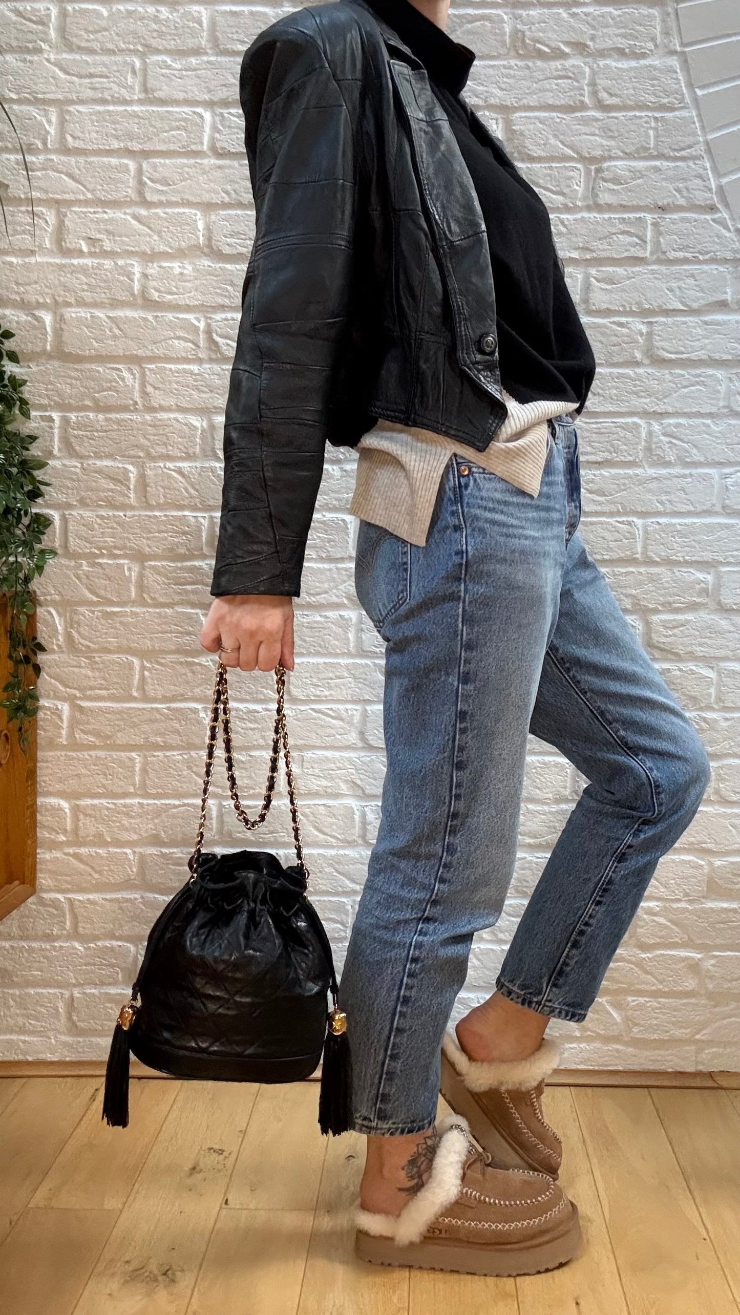 1997 Lambskin Double Tassel Bucket Bag