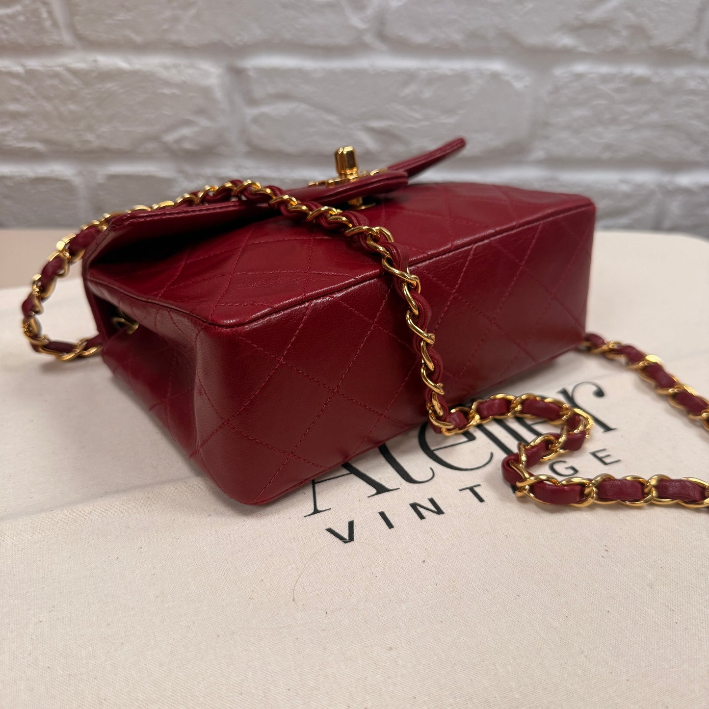 Chanel 1994 Rare Red Classic Single Flap Square Small