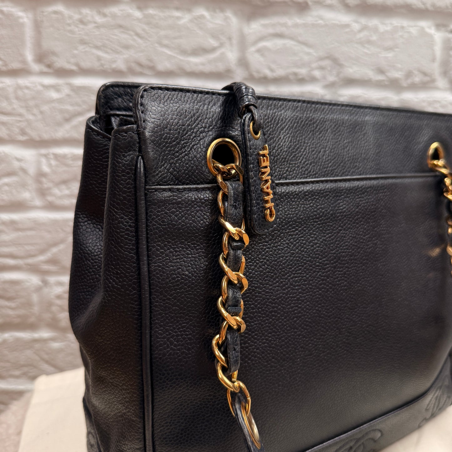 Chanel 1994 Rare Navy Triple CC Caviar Tote