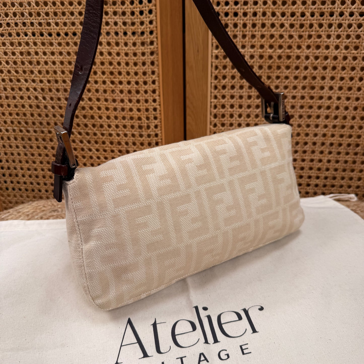 Fendi 1990s Original Baguette in Beige Canvas