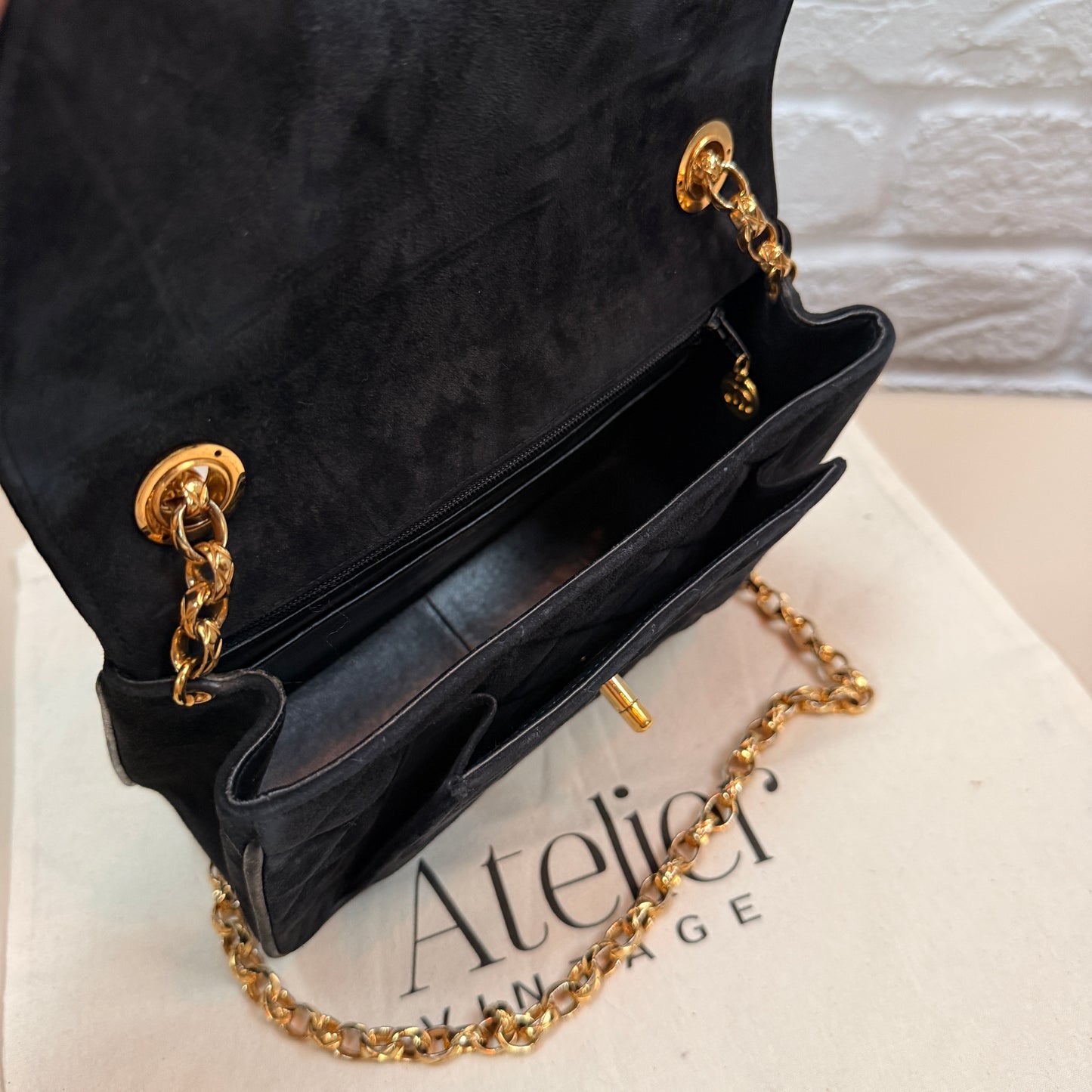 Chanel 1980s Ultra Rare Limited Edition Bijoux Chain in Black Suede and 24k Hold Hardware