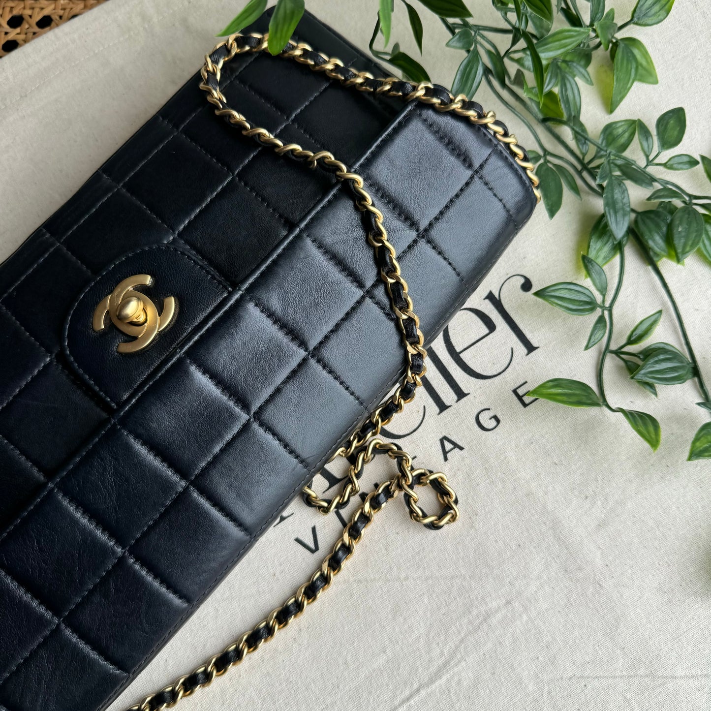 Chanel 2000 East West Chocolate Bar Single Flap