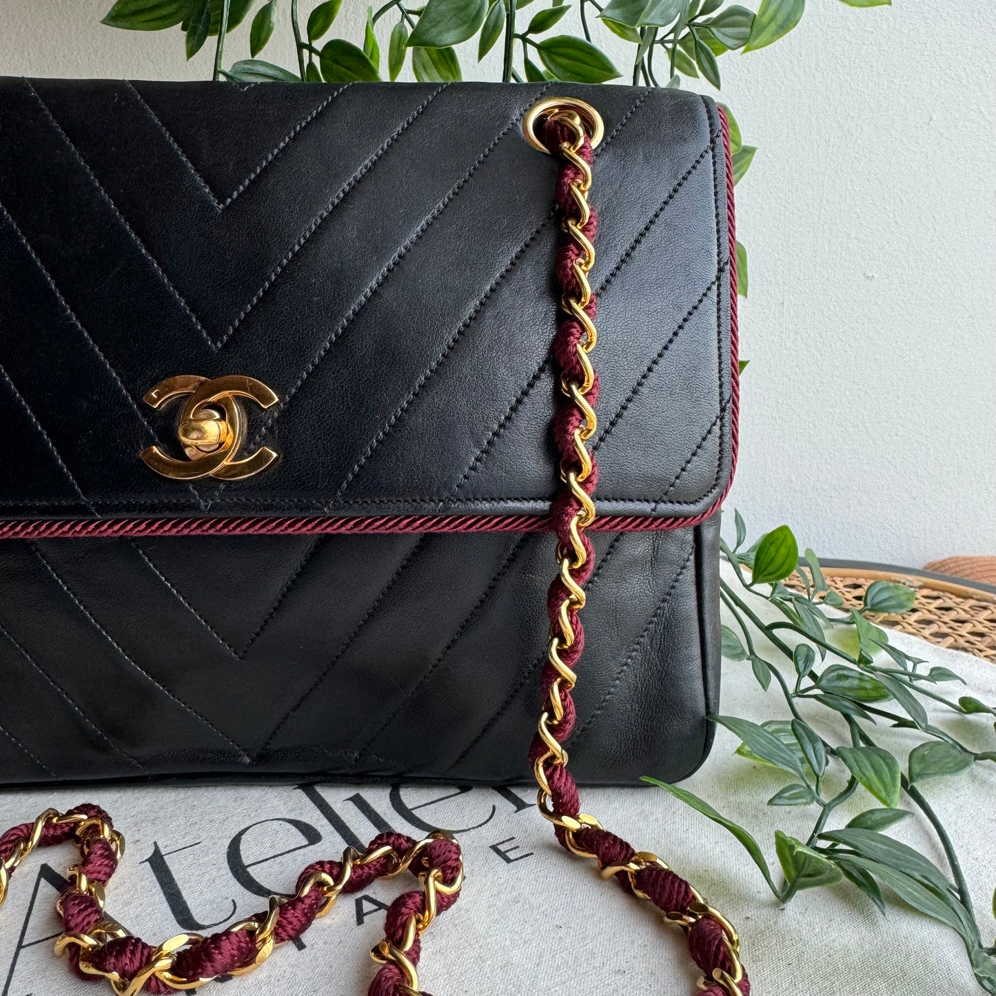 Chanel 1991 Bi Color Chevron Quilted Single Flap