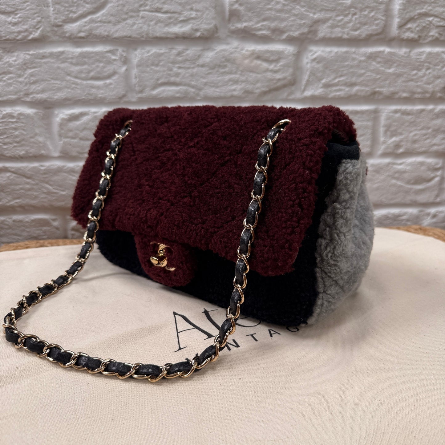 Chanel 2019 Shearling Tri Color Single Flap