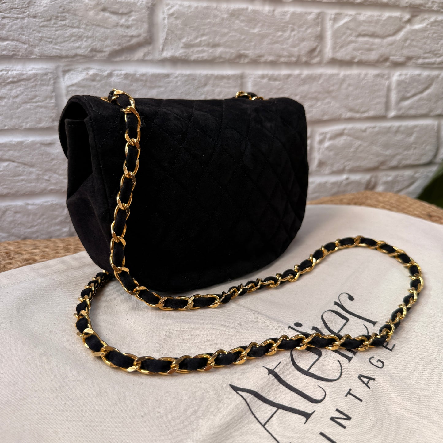 Chanel Rare 1986 Suede Half Moon Single Flap