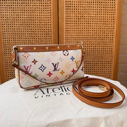 Louis Vuitton 2003 Murakami white Multi Color Pochette Accesssoires with cross body strap