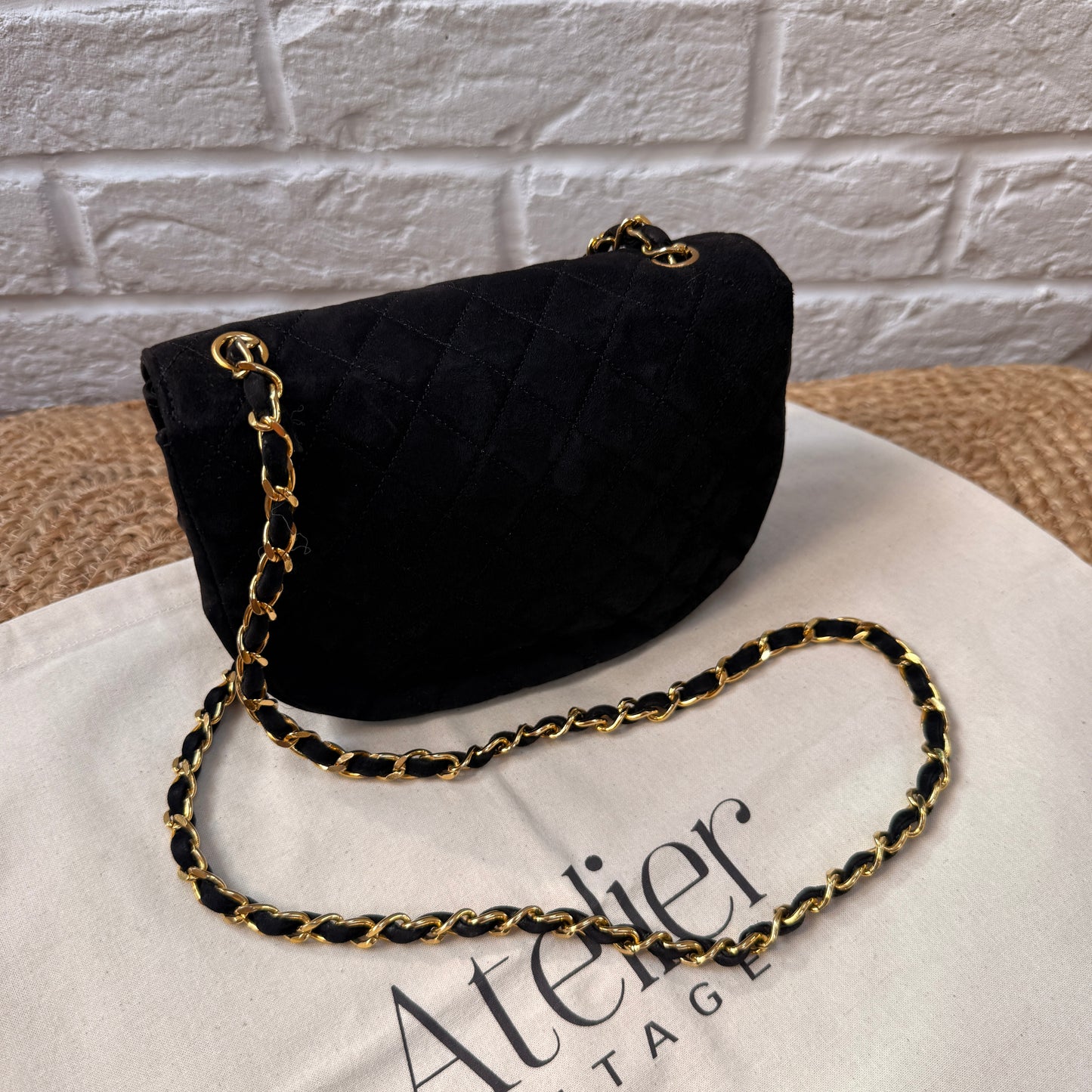 Chanel Rare 1986 Suede Half Moon Single Flap