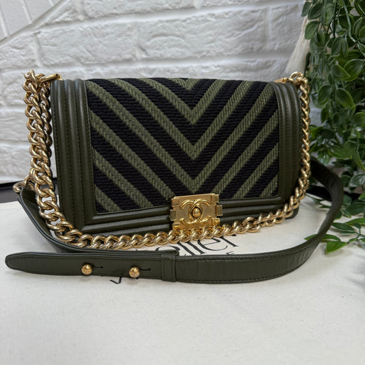 Chanel 2016 Chevron Khaki Monochrome Le Boy Medium