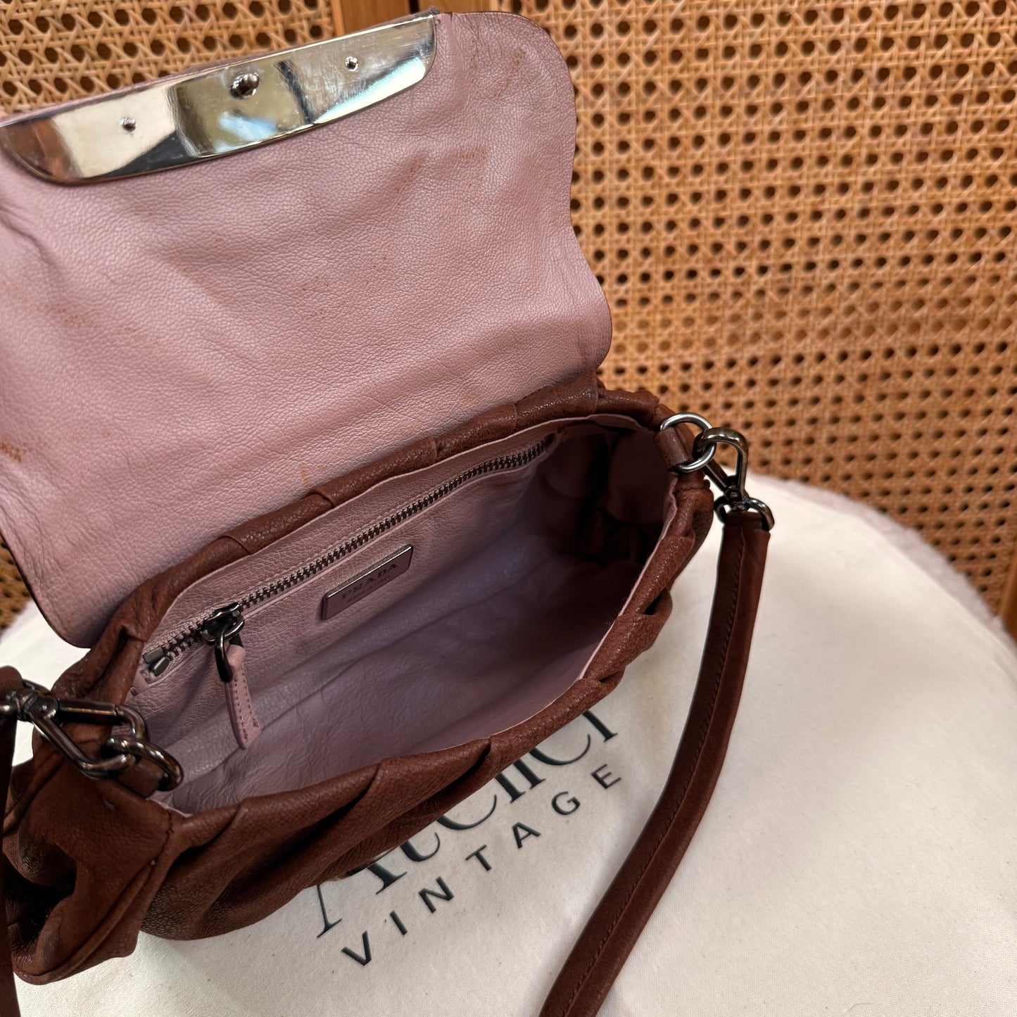Prada 2002 Brown & Embellished Jewel Two Way Shoulder Bag