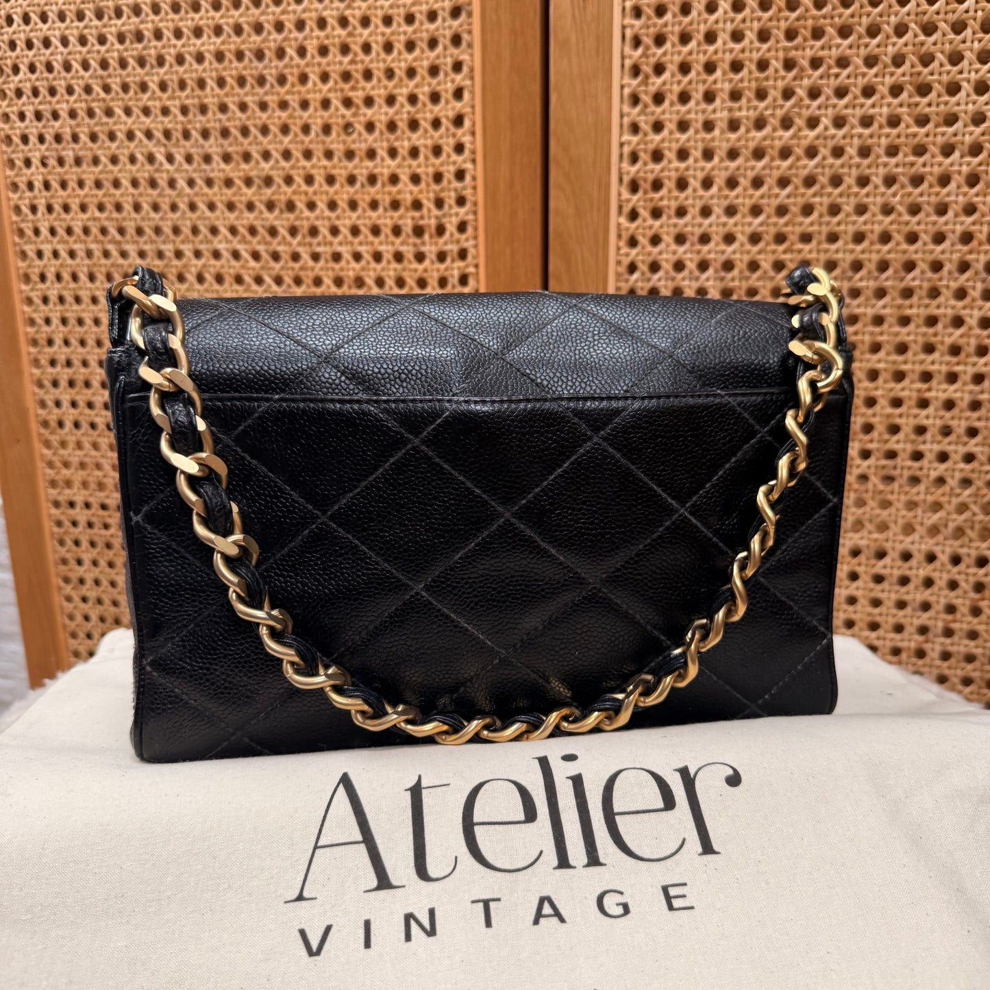 Chanel 2000 Rare Diamond Quilted Caviar Shoulder Bag