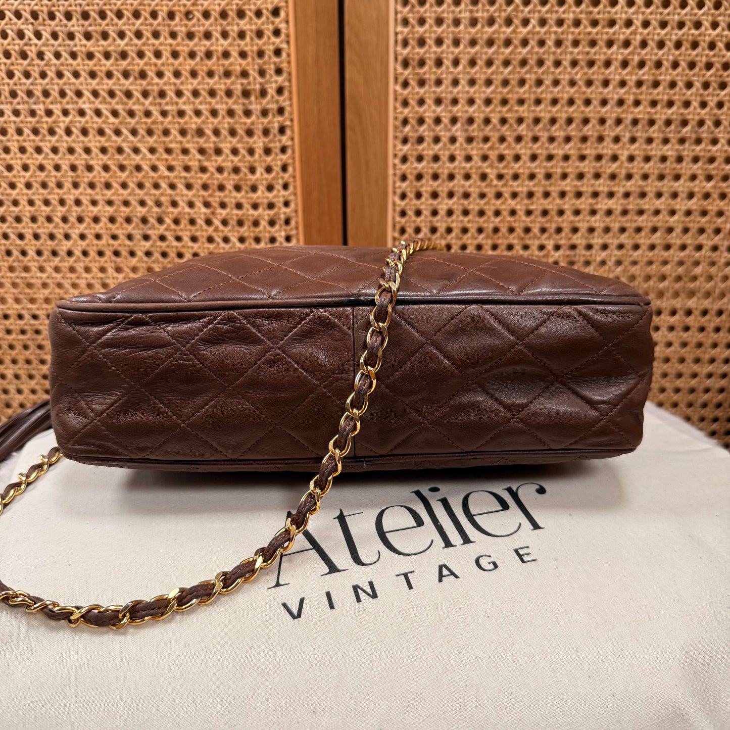 Chanel 1989 Super Rare Dark Tan Tassel Camera Bag