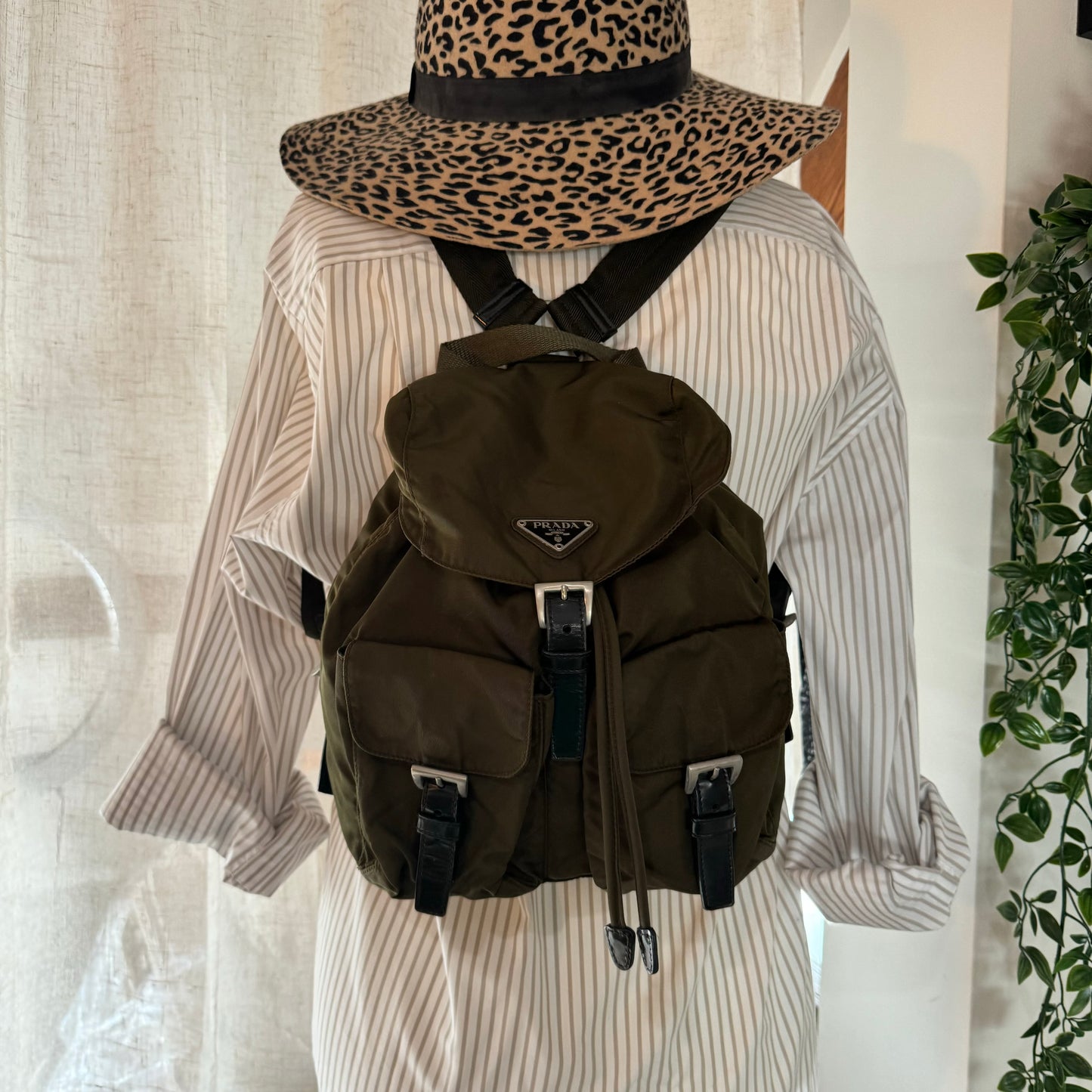 Prada Khaki Nylon Back Pack