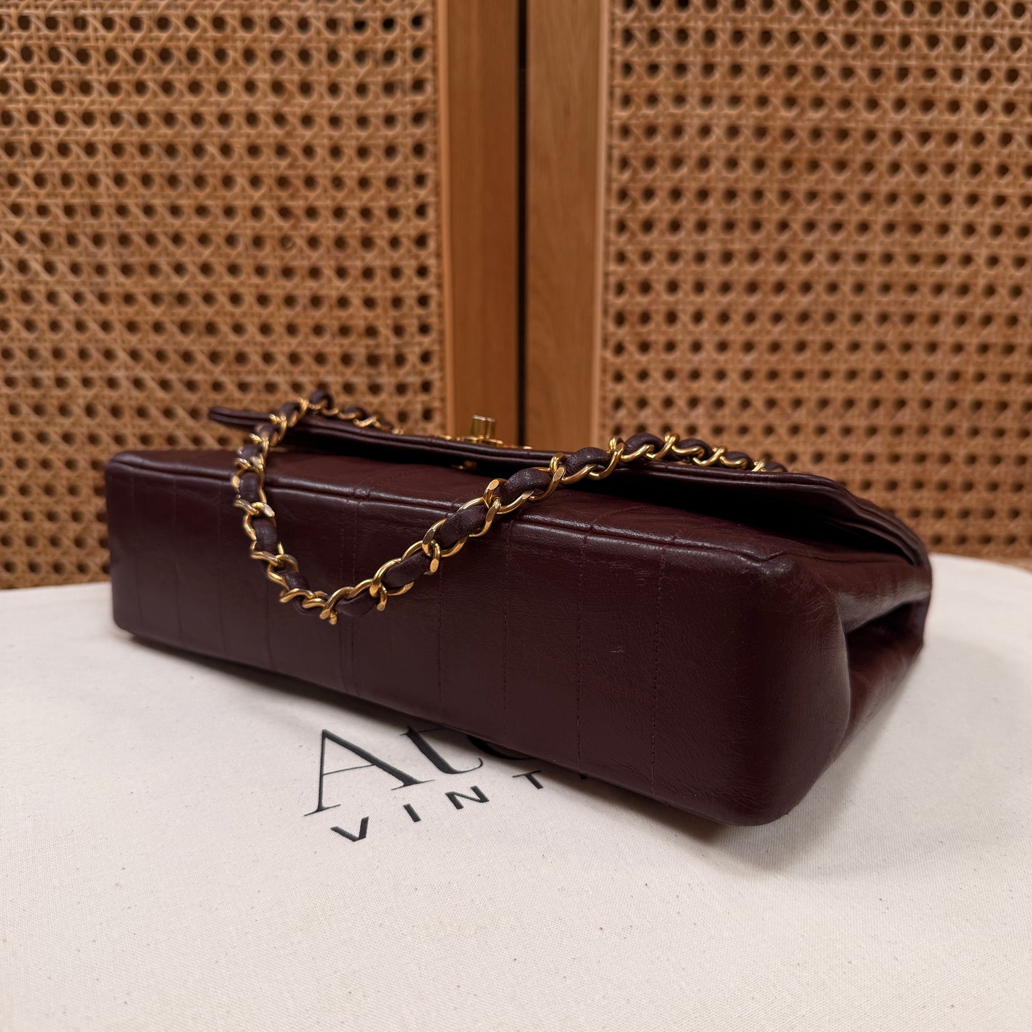 Chanel Ultra Rare Early 1980s Bordeux Lambskin Leather Classic Double Flap in Medium with 24k Gold Hardware