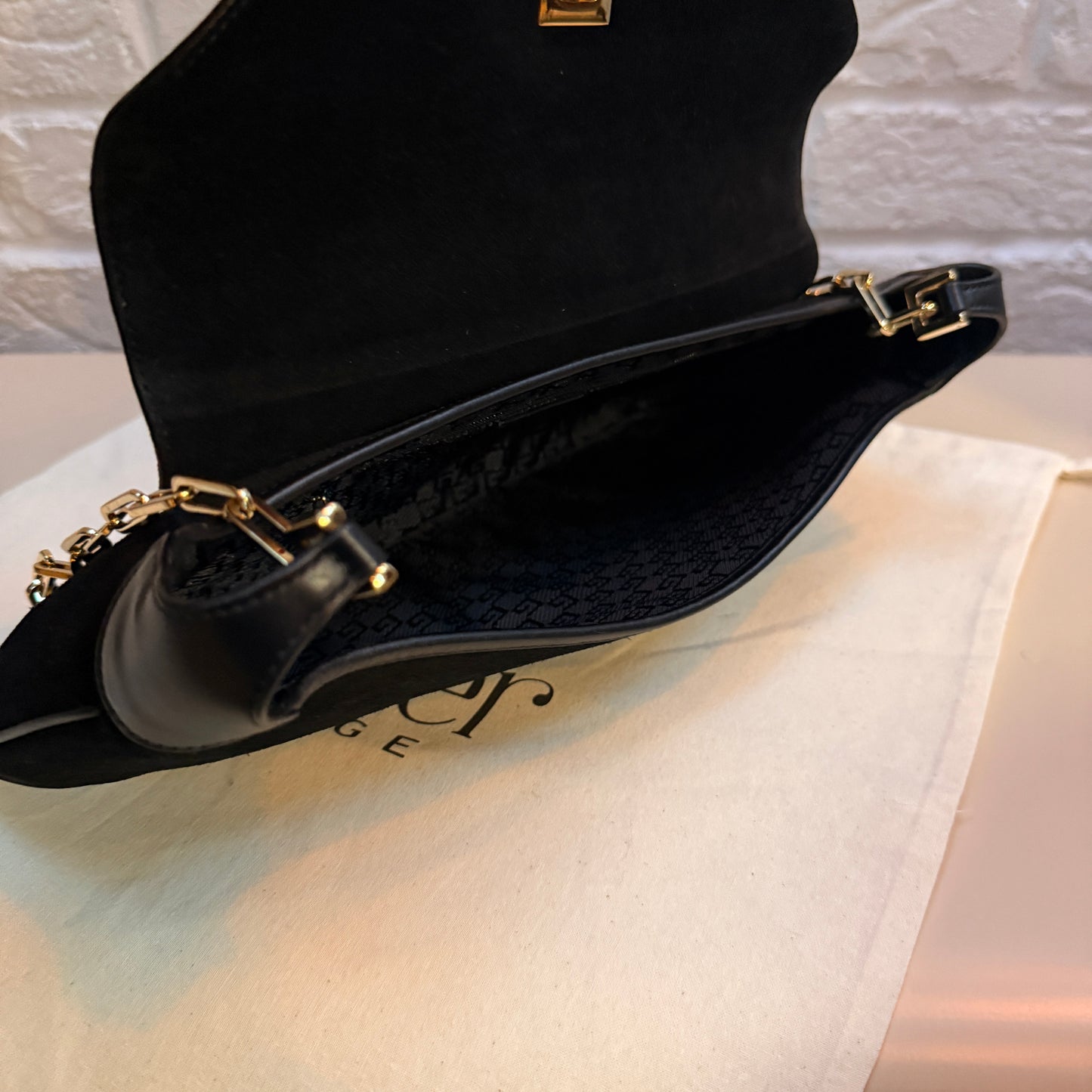 Gucci 1990s Gucci X Tom Ford Black Suede Tigers Head Cross Body