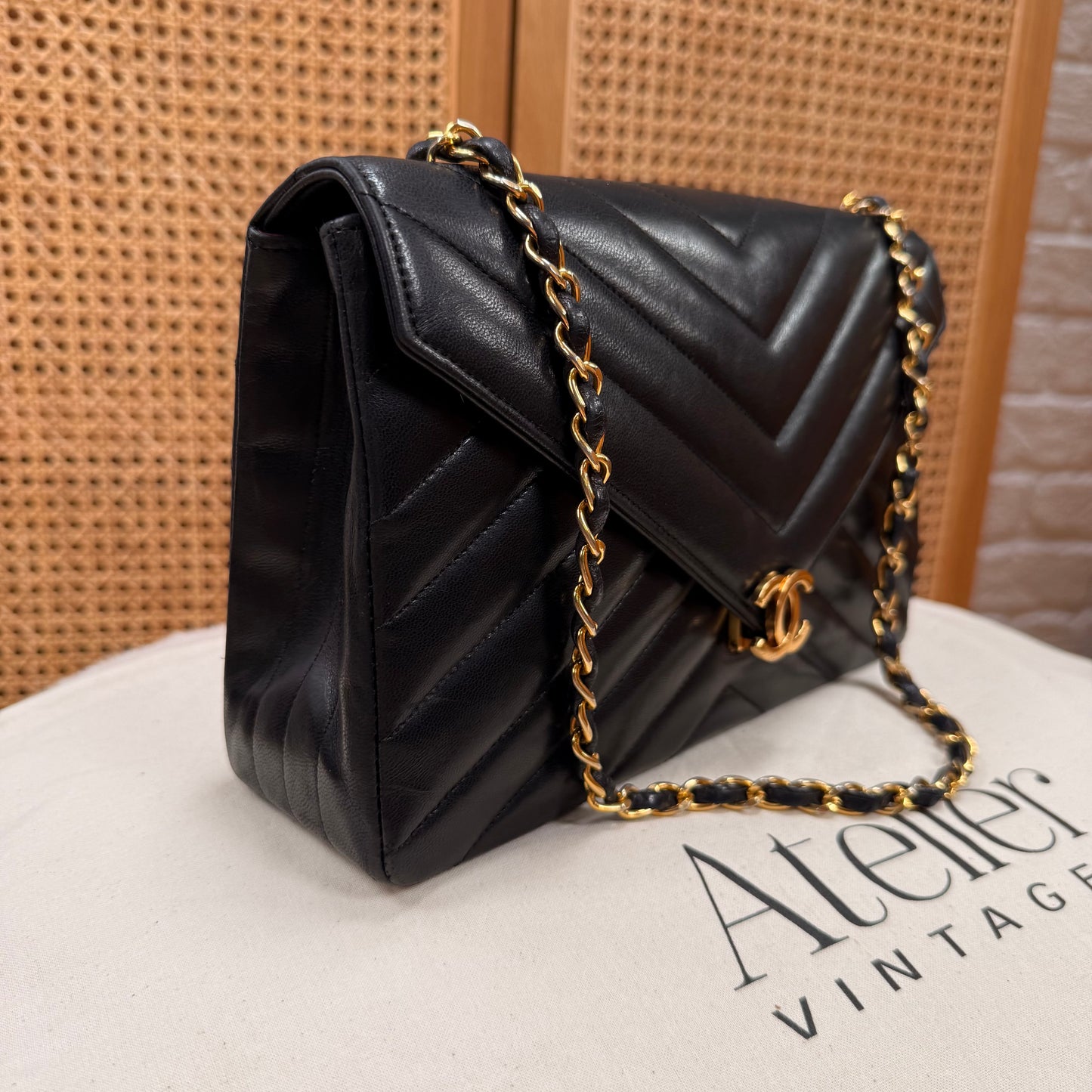Chanel 1986 1986 Chevron Quilted Envelope Single Flap