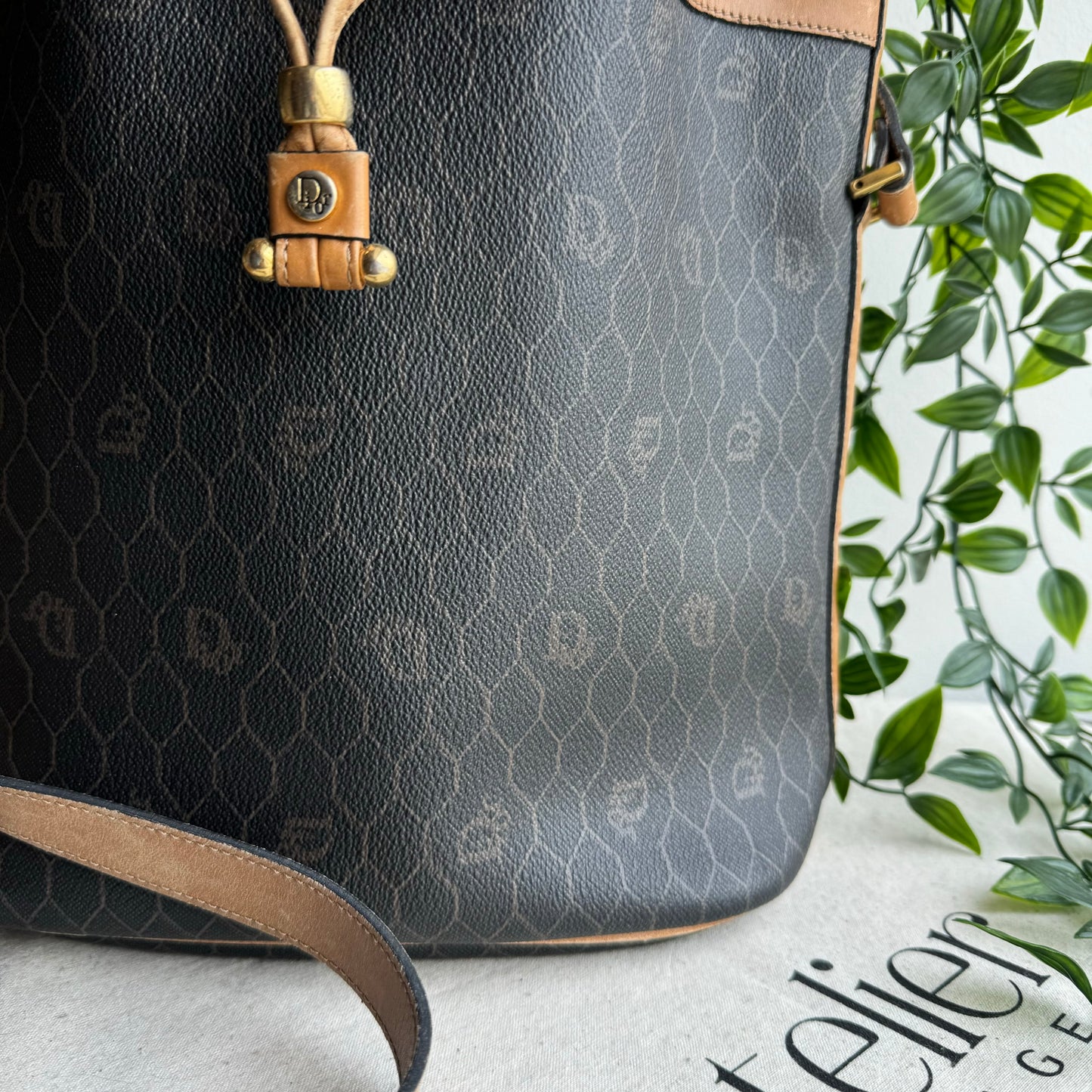 Dior 1980s Honeycomb Bucket Bag with Pouch