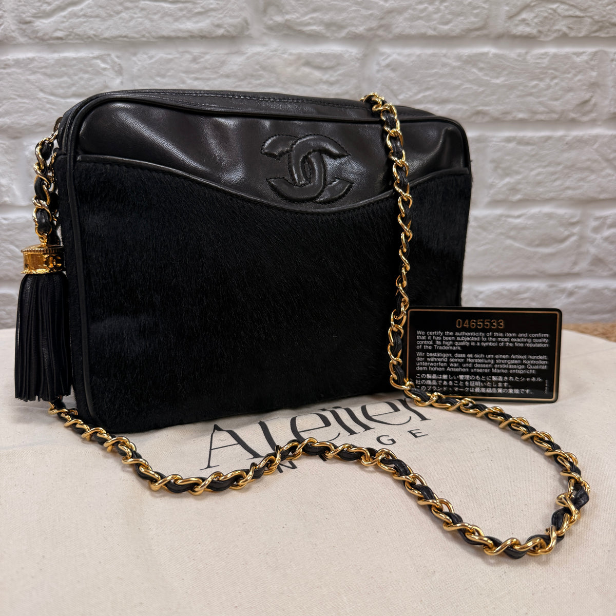 Chanel 1986 Rare Black Pony Hair & Leather Camera Bag