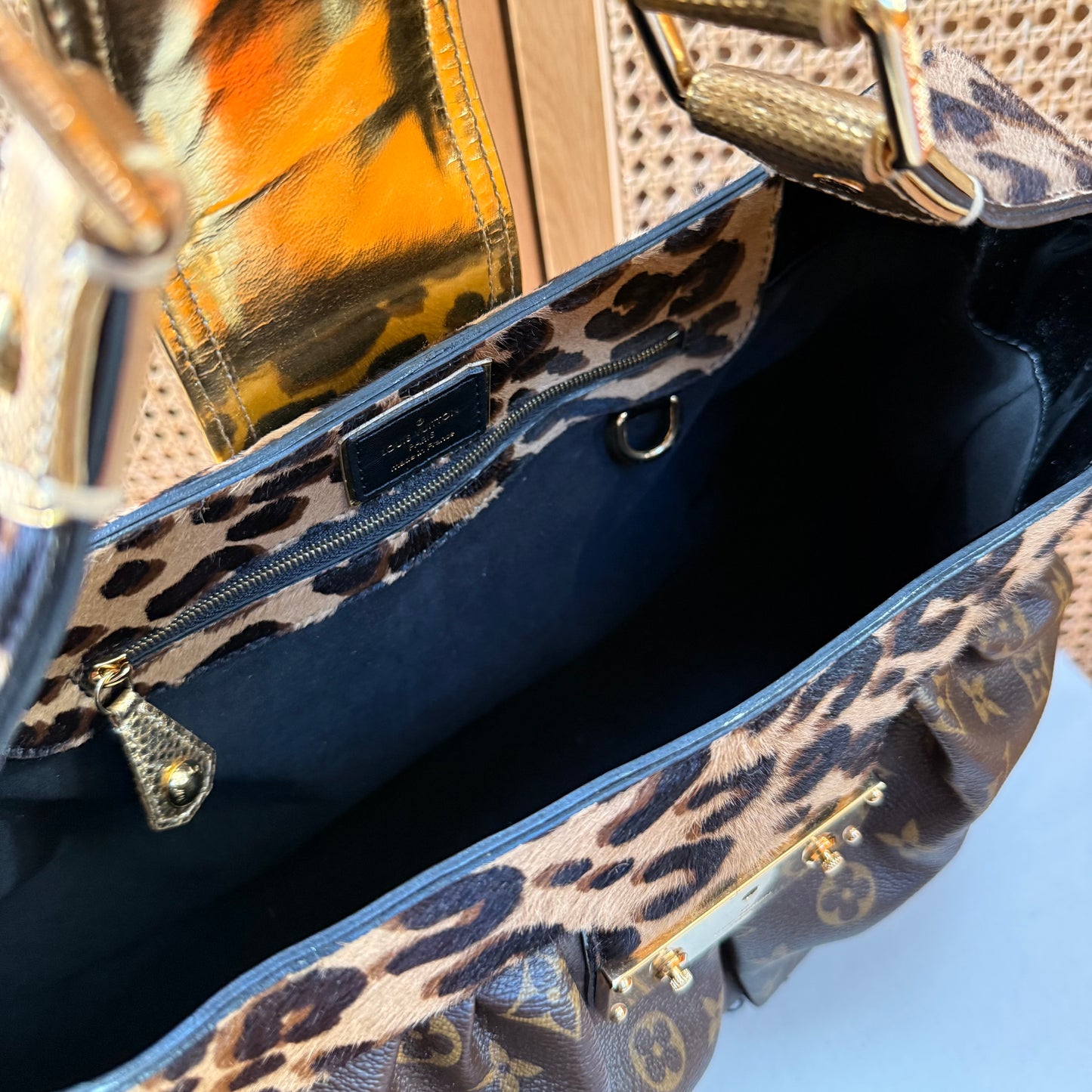 Louis Vuitton 2006 Super rare & immaculate Stephen Sprouse Polly on monogram & Leopard pony hair