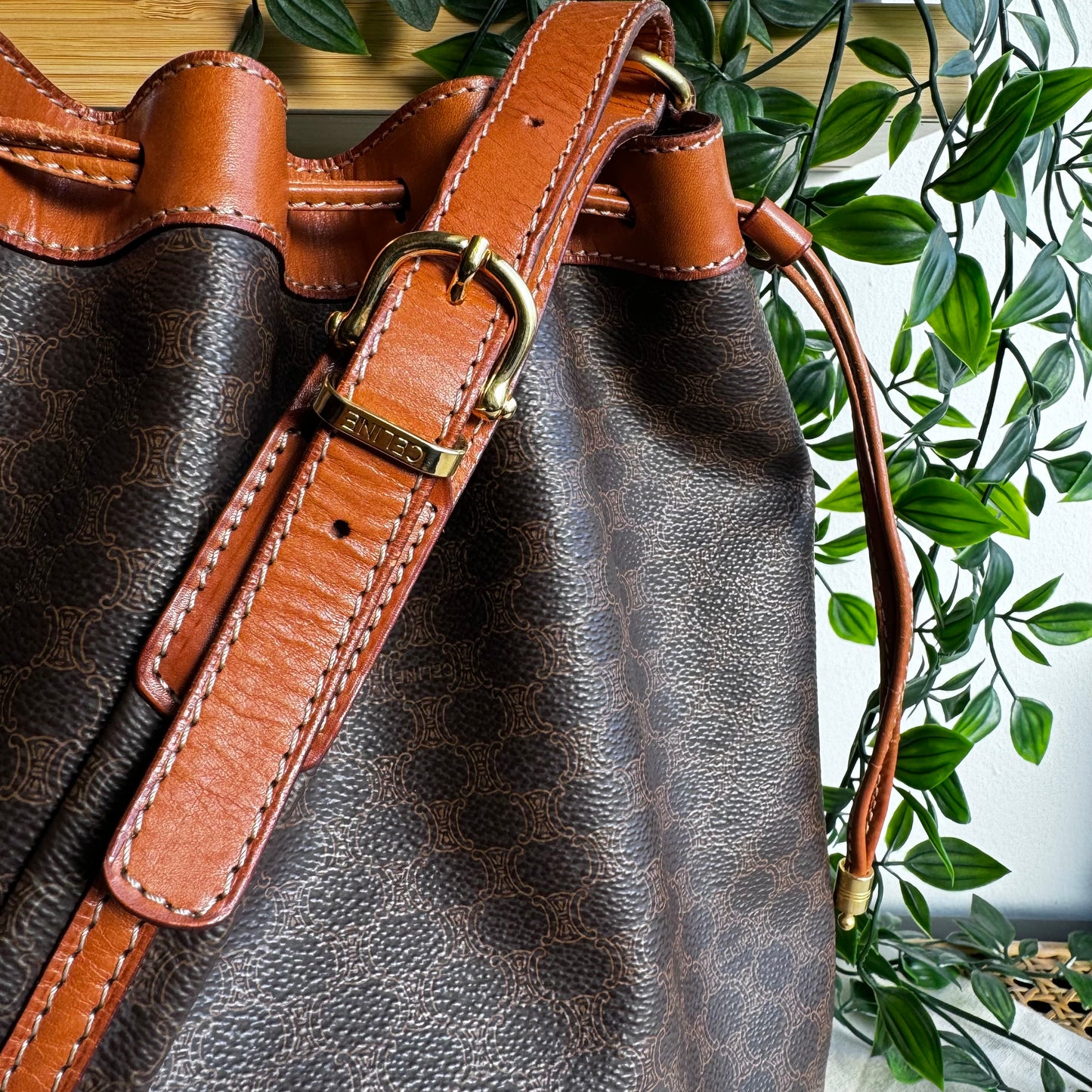 Celine Brown Macadam Bucket Bag