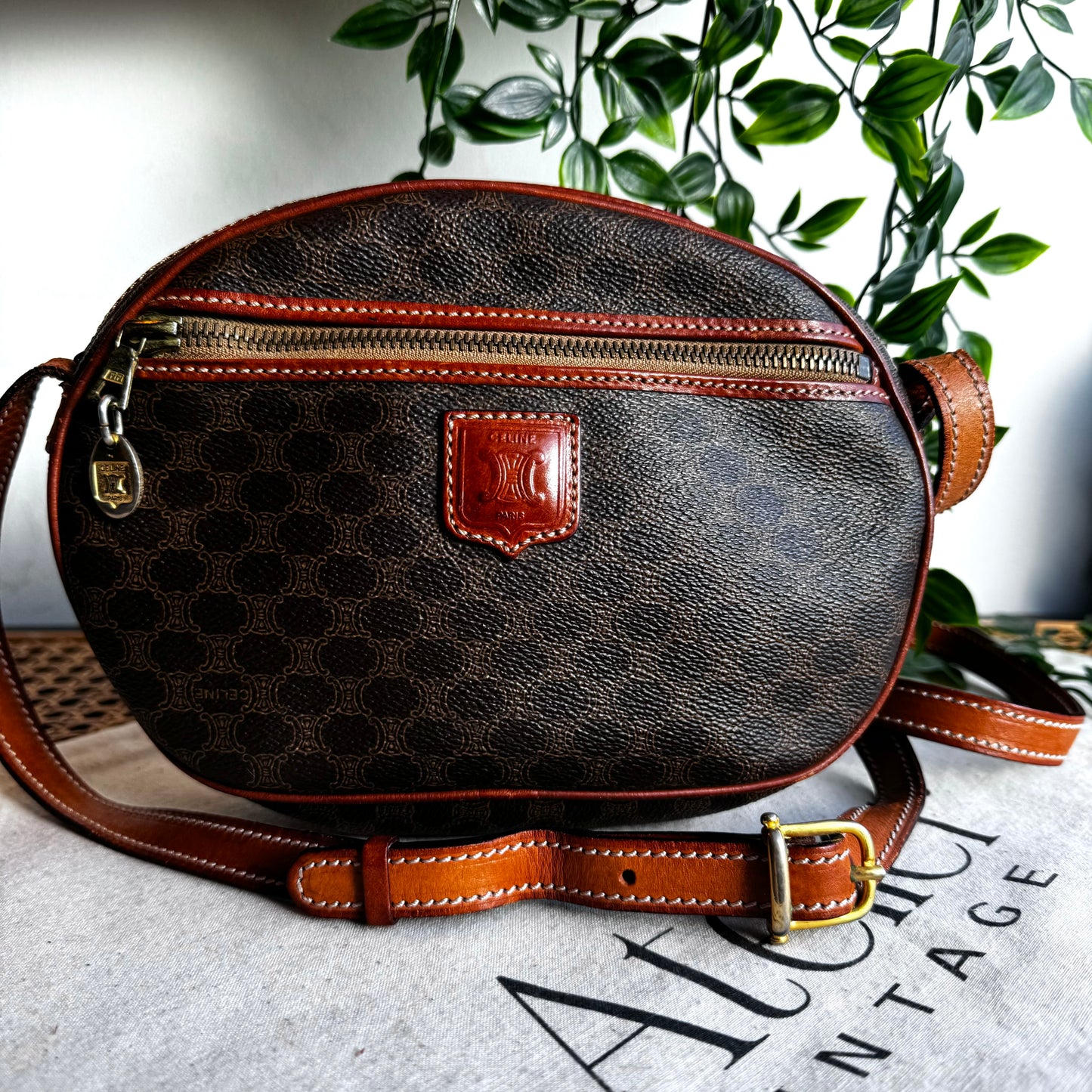 Celine Macadam Brown Shoulder Bag