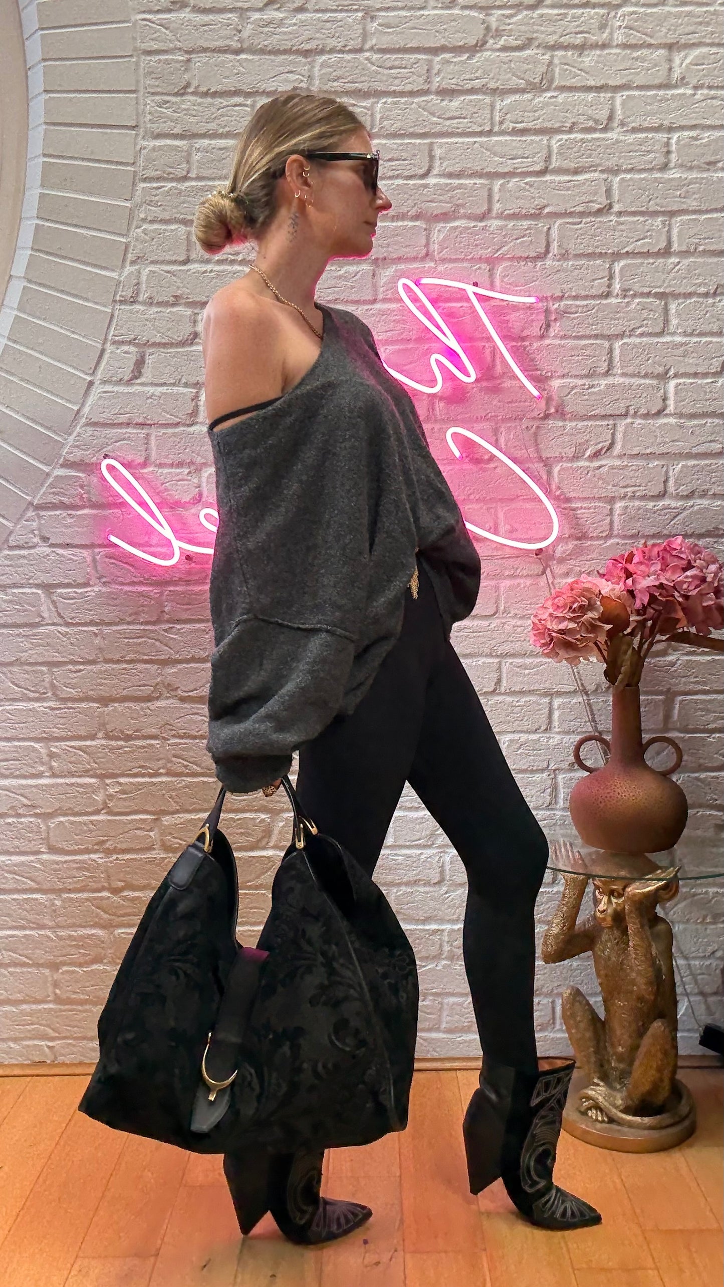 Gucci Suede Brocade Stirrup Tote