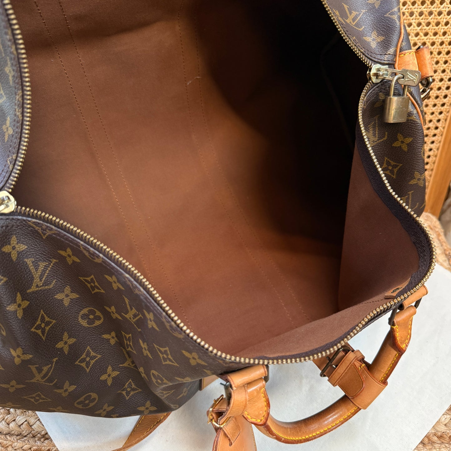 Louis Vuitton 1990 Keepall Bandoulier 50 with luggage tag & handle strap