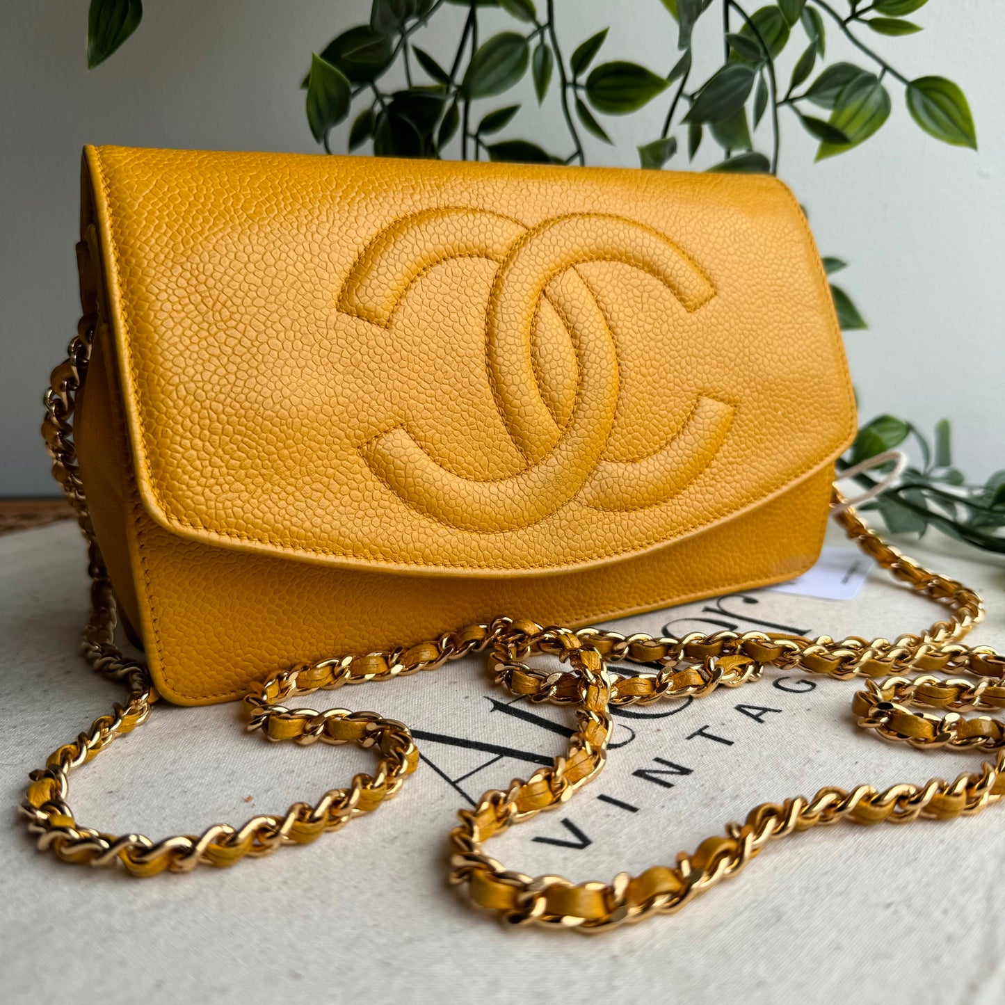 Chanel 1994 Caviar Leather Wallet on Chain