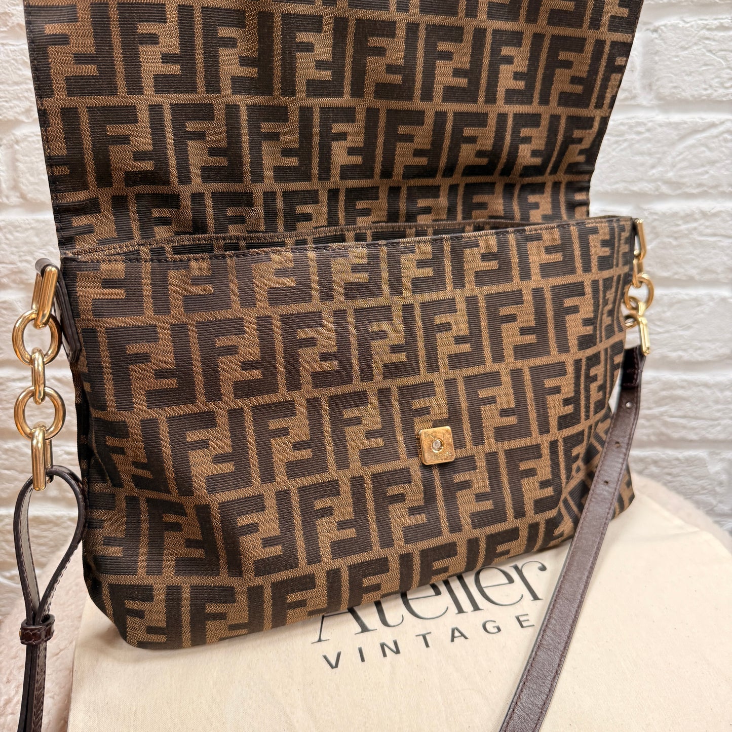 Fendi 1990s Rare Fendi Mia Mamma Two Way Cross Body Maxi Baguette