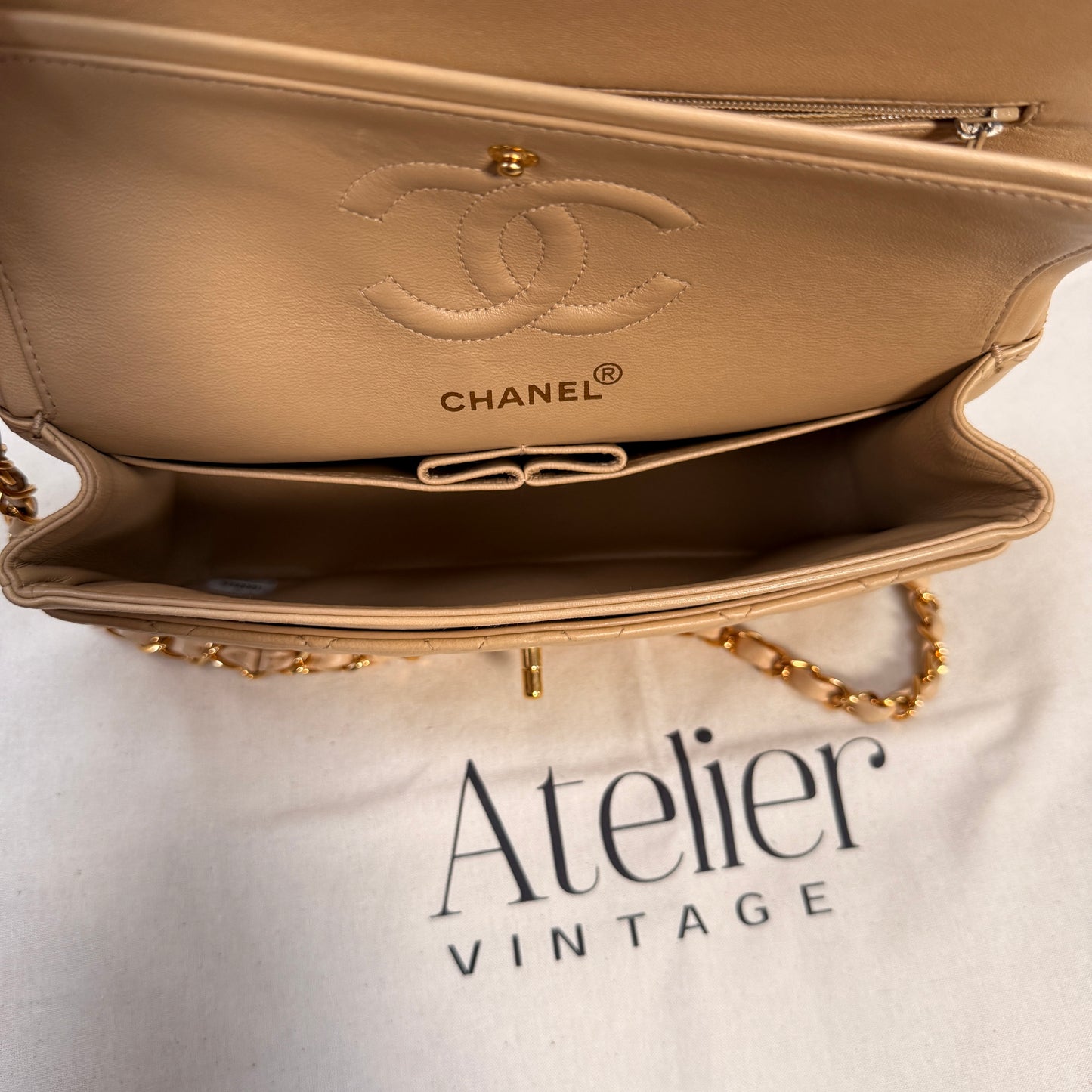 Chanel 1997 Beige Classic Double Flap Small