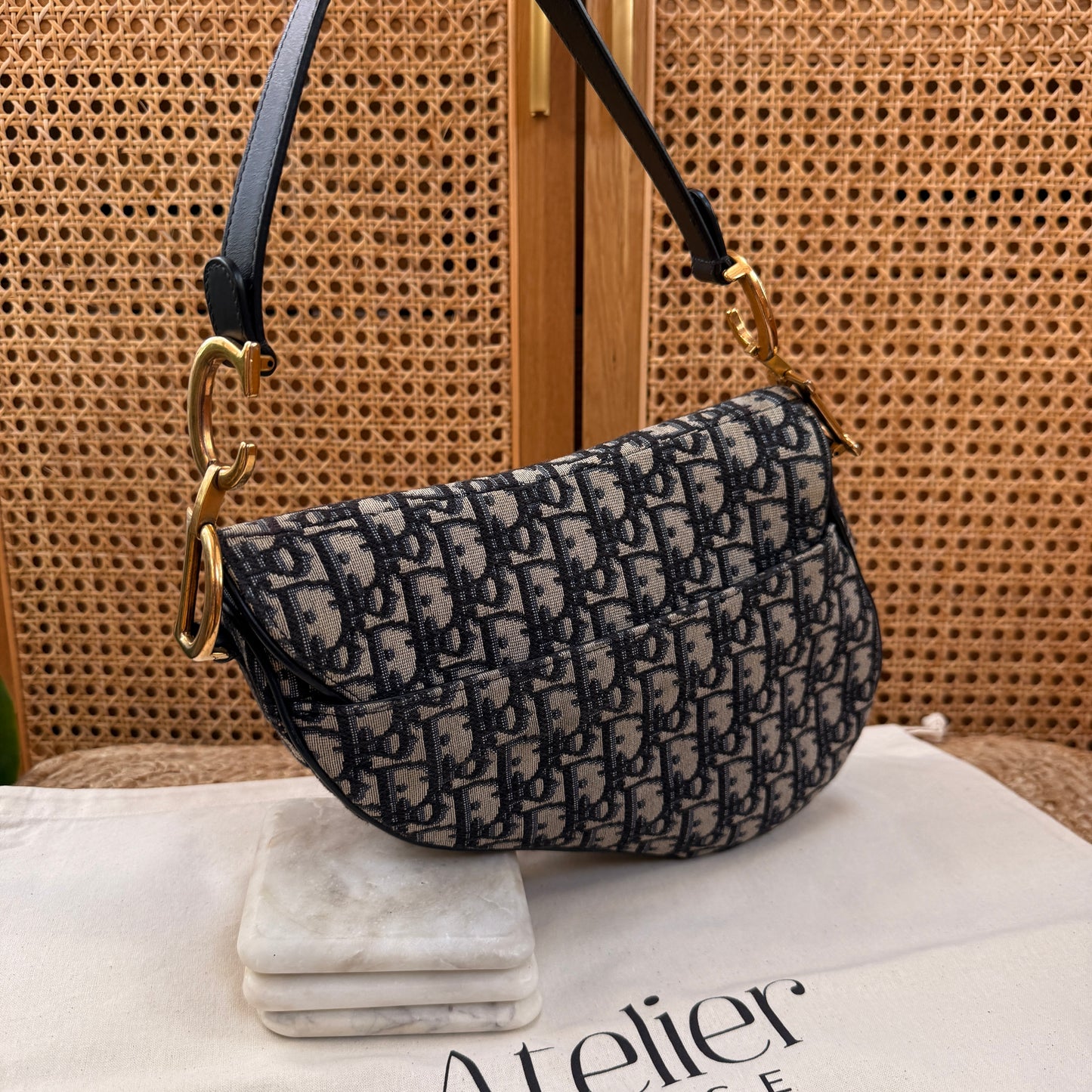 Dior 2019 Saddle Bag in Navy Oblique